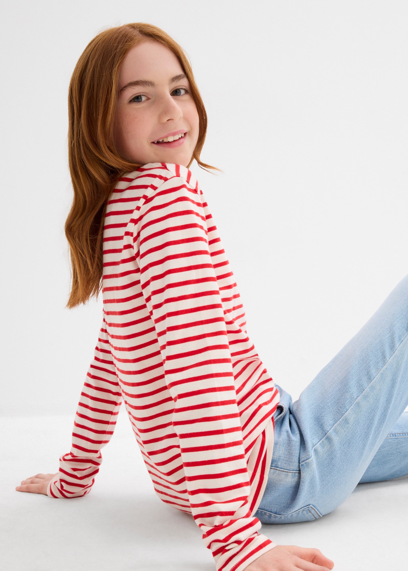 bonprix T-shirt à manches longues Paquet,  Kinder, im praktischen 3er Pack, aus reiner Baumwolle, Regular Fit