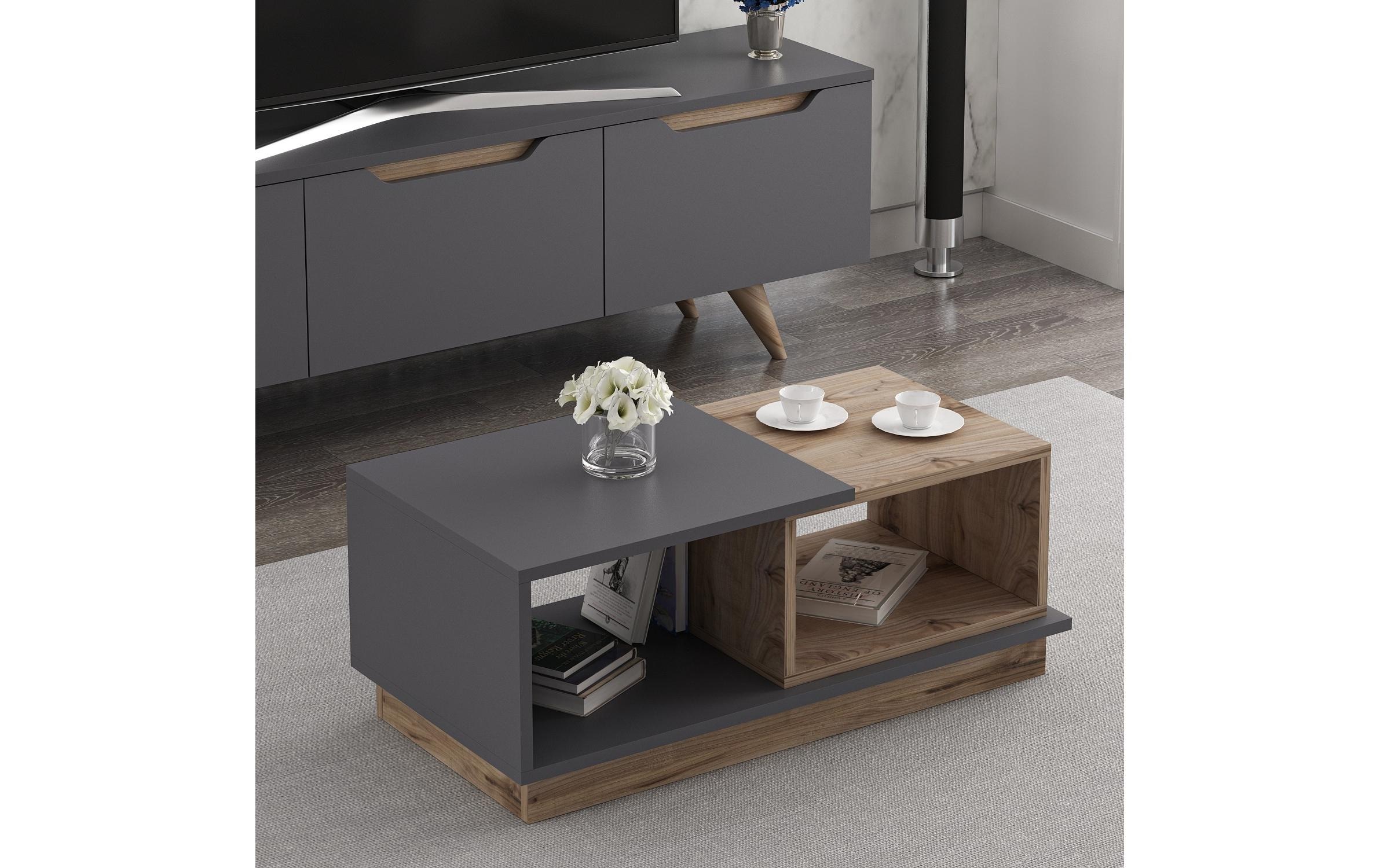 WOODY FASHION Beistelltisch »Consept 90 x 36 x 45 cm, Anthrazit/Braun«