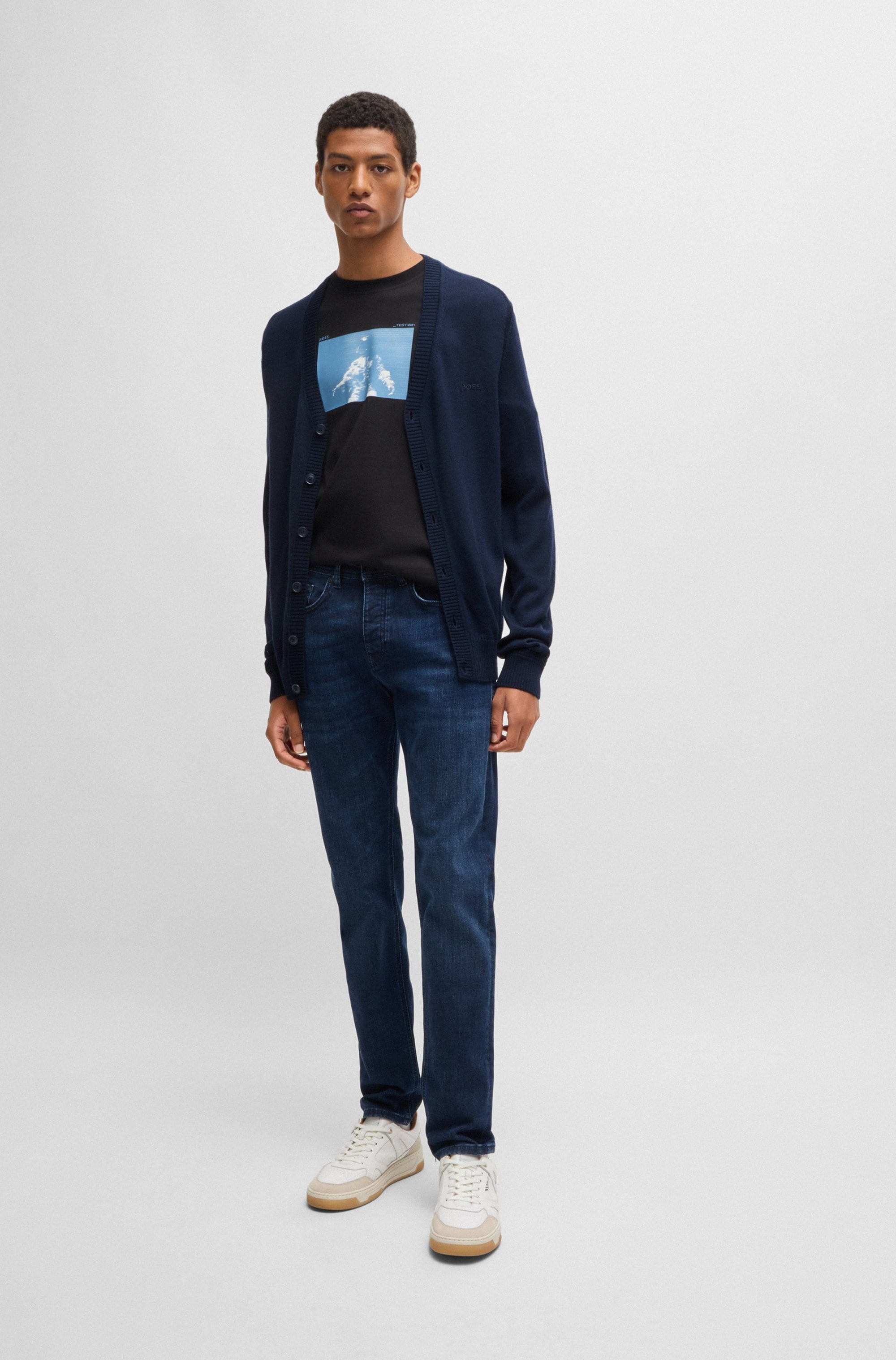 BOSS ORANGE Veste en tricot »Avac_CD« mit tiefem V-Ausschnitt