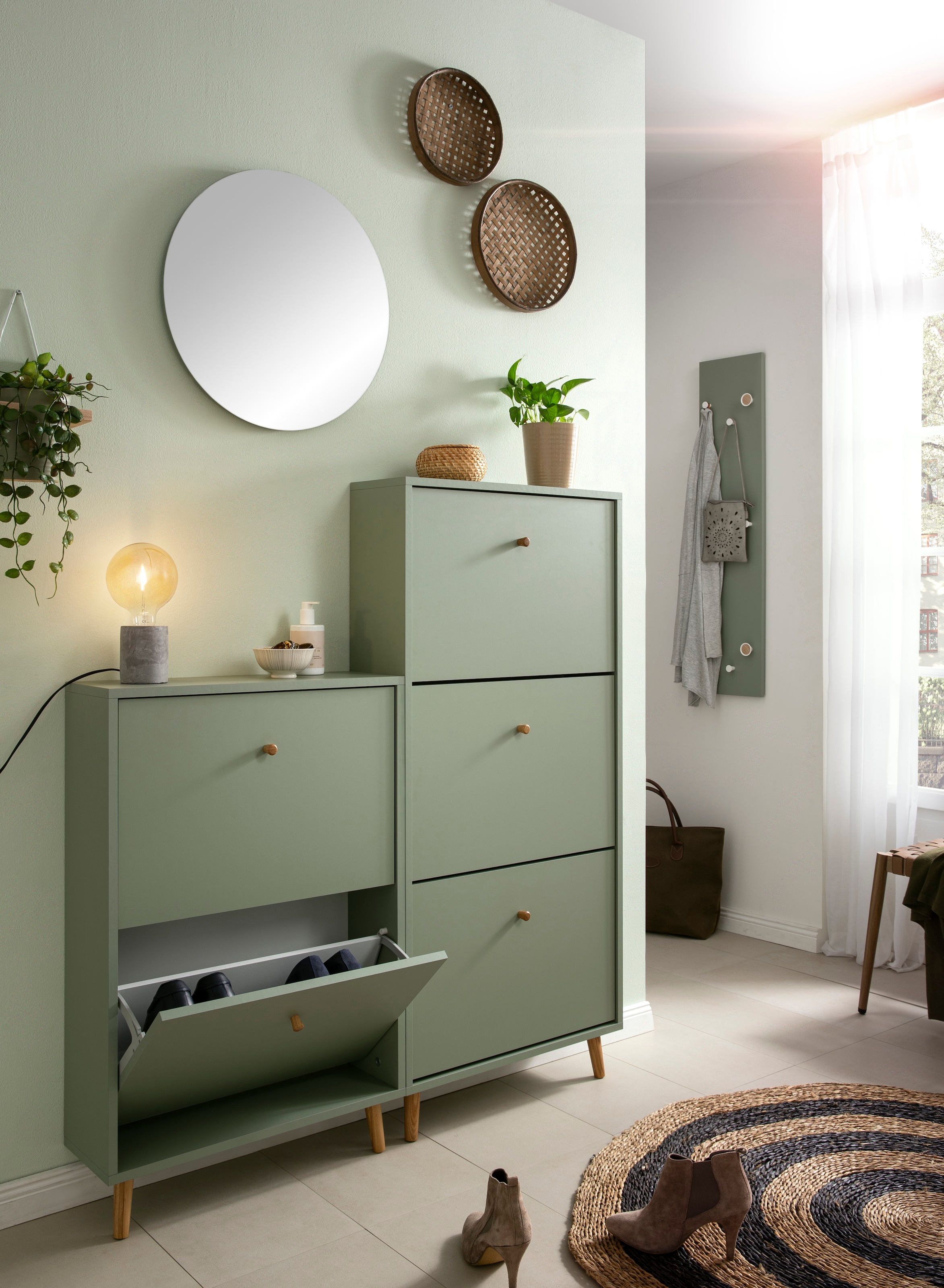 Schildmeyer Panneau de vestiaire »Bjarne, Breite 24 cm« Mit 9 Kleiderhaken, teilweise in Holzoptik