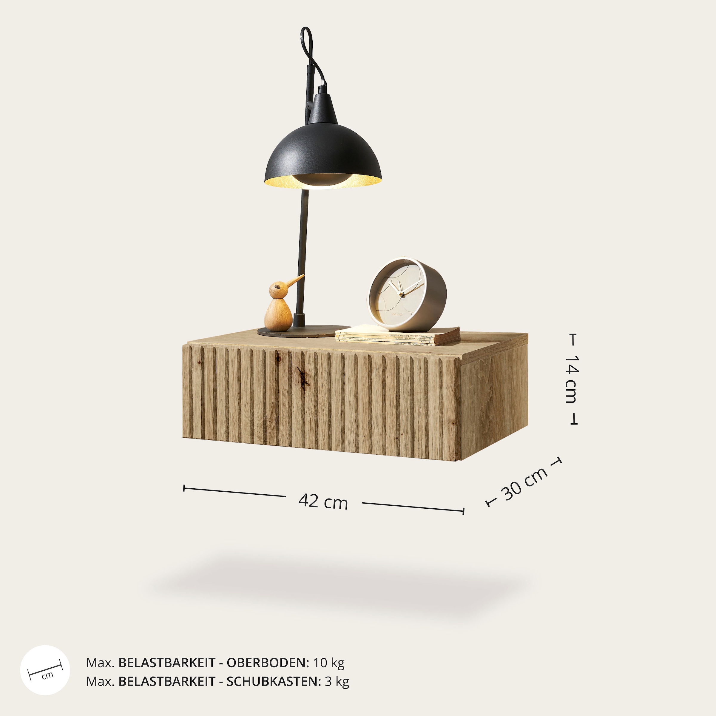 Schlafkontor Table de nuit »Taboni Nachttisch, Nachtkonsole mit Push-to-open« Wandmontage