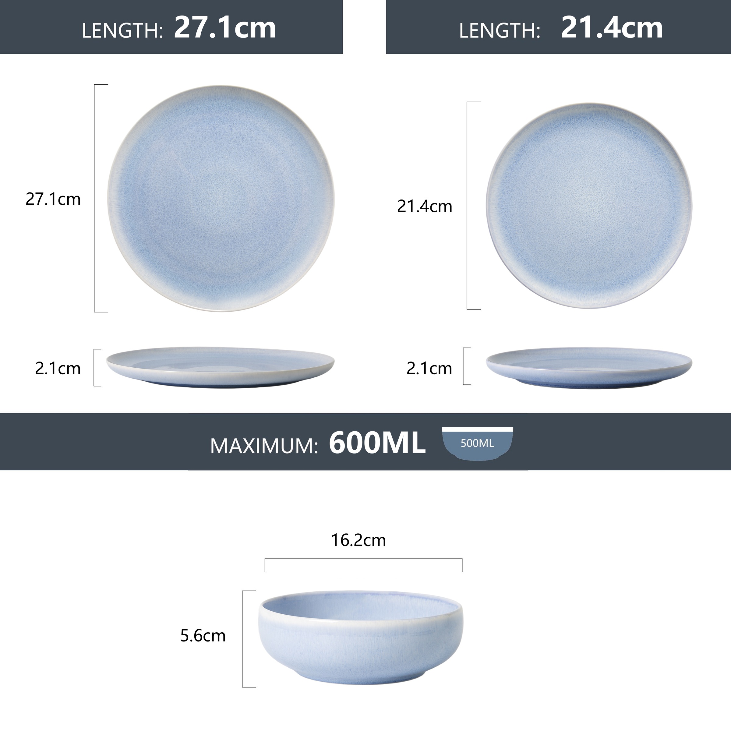 GOODproduct Set de vaisselle »Flett, mit Reaktivglasur« Teller Set, spülmaschinenfest und mikrowellengeeignet