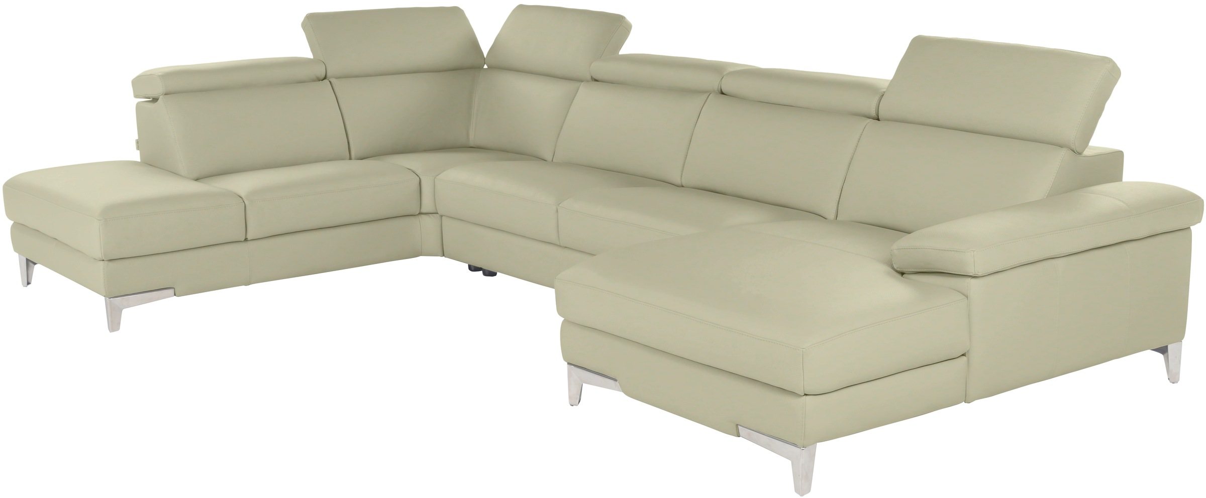 CALIA ITALIA Wohnlandschaft »Nove, mit erstklassigem Sitzkomfort, Kopfteilverstellung« U-Form, hochwertiger Lederbezug