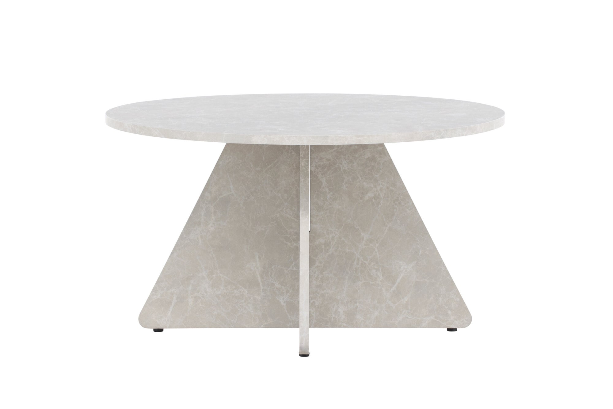 Venture Home Couchtisch »Bootcut, runder Couchtisch in eleganter Marmoroptik, Ø 80 cm« Sofatisch, MDF, 3D-Papier, rund, beige, weiche Linien