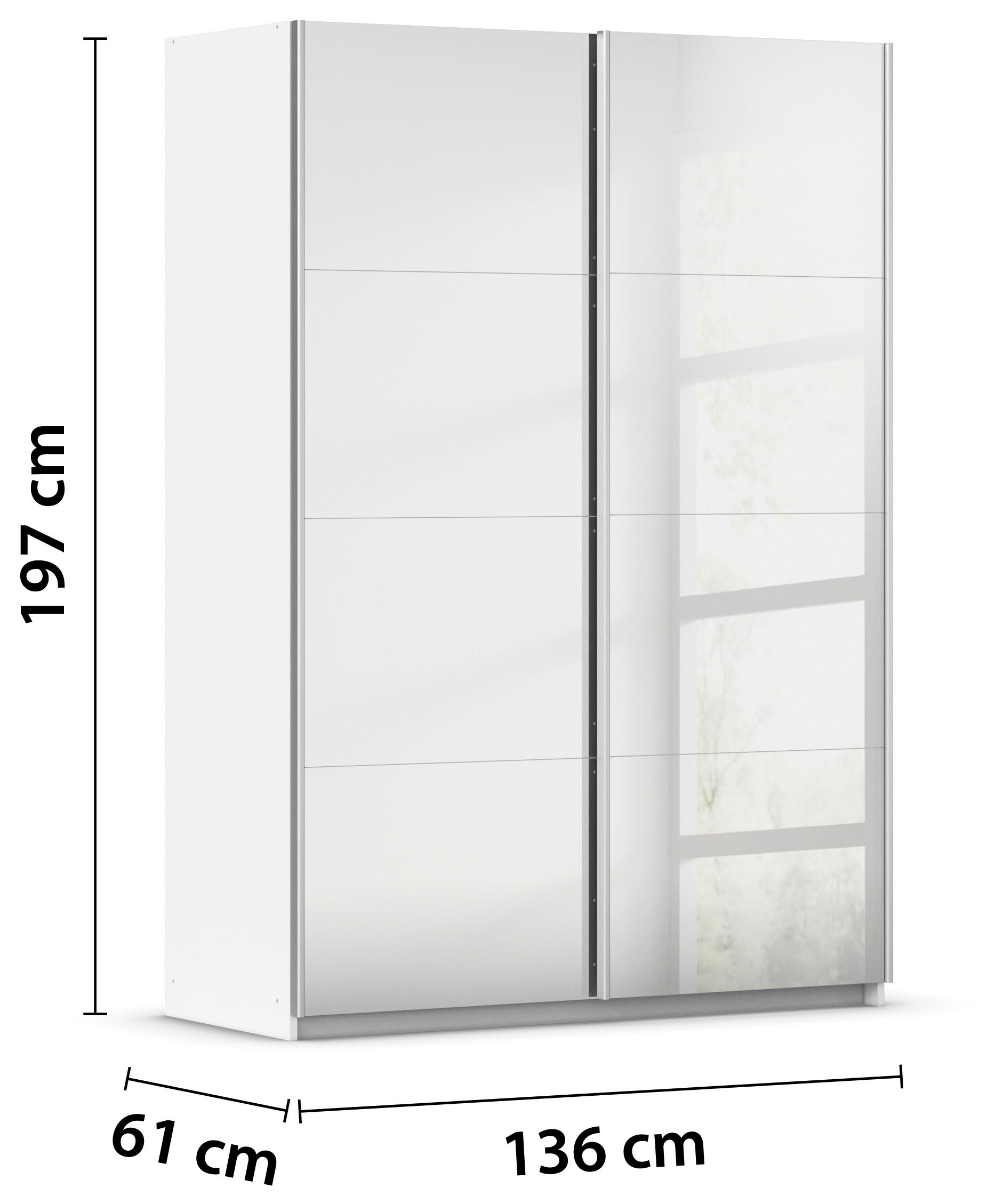 rauch Schwebetürenschrank »Subito Kleiderschrank Bestseller« Garderobe Vollspiegel Breiten 136 & 181 Höhe 197 cm - MADE IN GERMANY