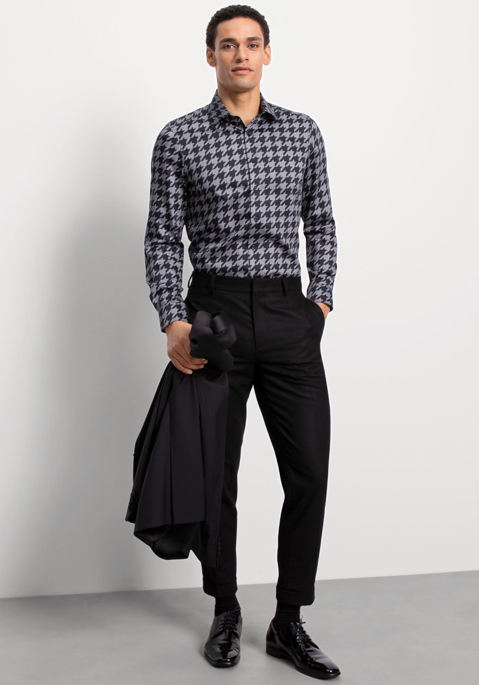 OLYMP Chemise d'affaires »Level Five body fit« mit  grossem Hahnentrittdessin, Langarm