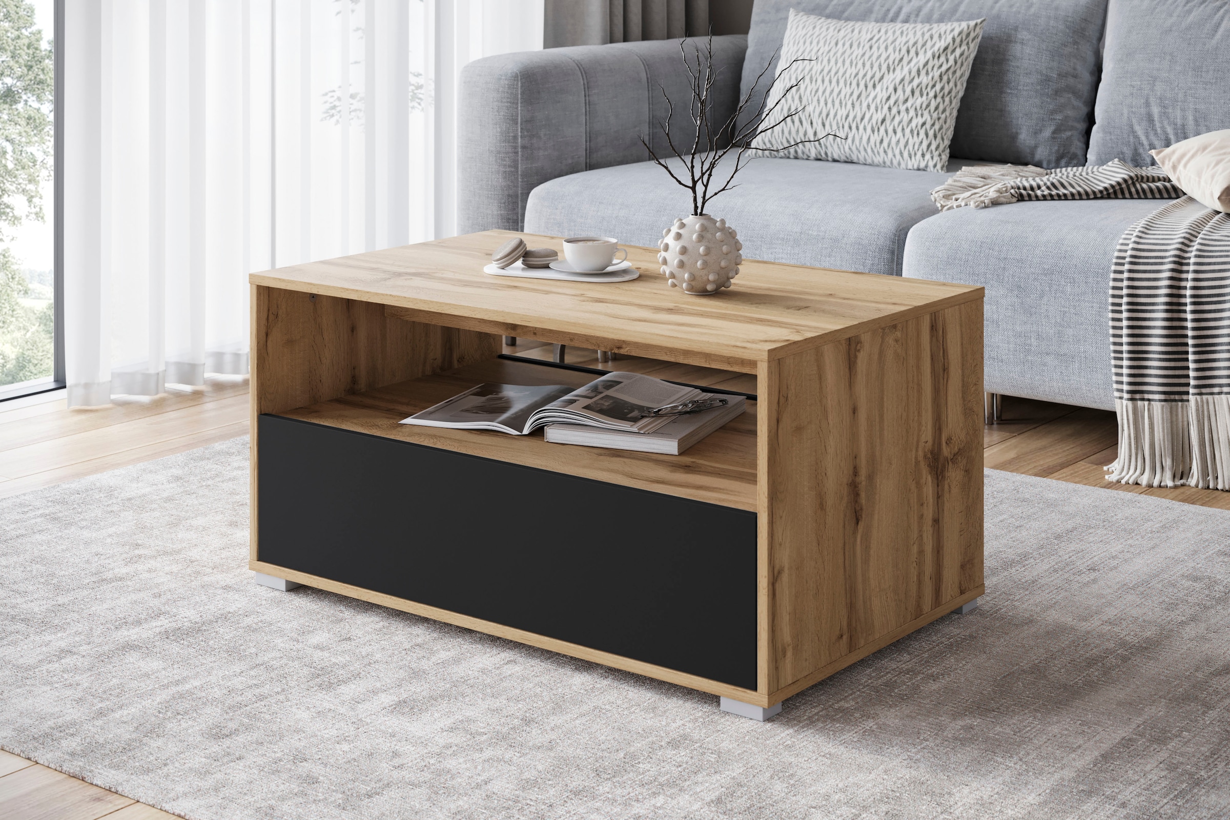 Home affaire Couchtisch »Kenia« 1 Stk. tlg. Rechteckiger Kaffeetisch, 90x55 cm, mit offenem und geschlossenem Fach