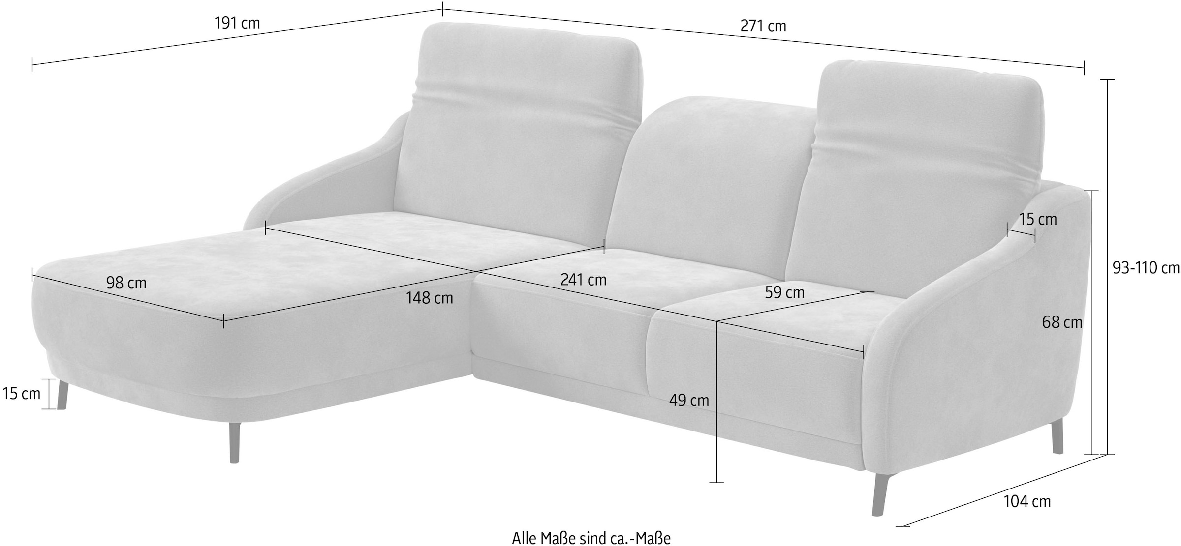 sit&more Ecksofa »Blues L-Form« wahlweise mit Klapptisch und USB