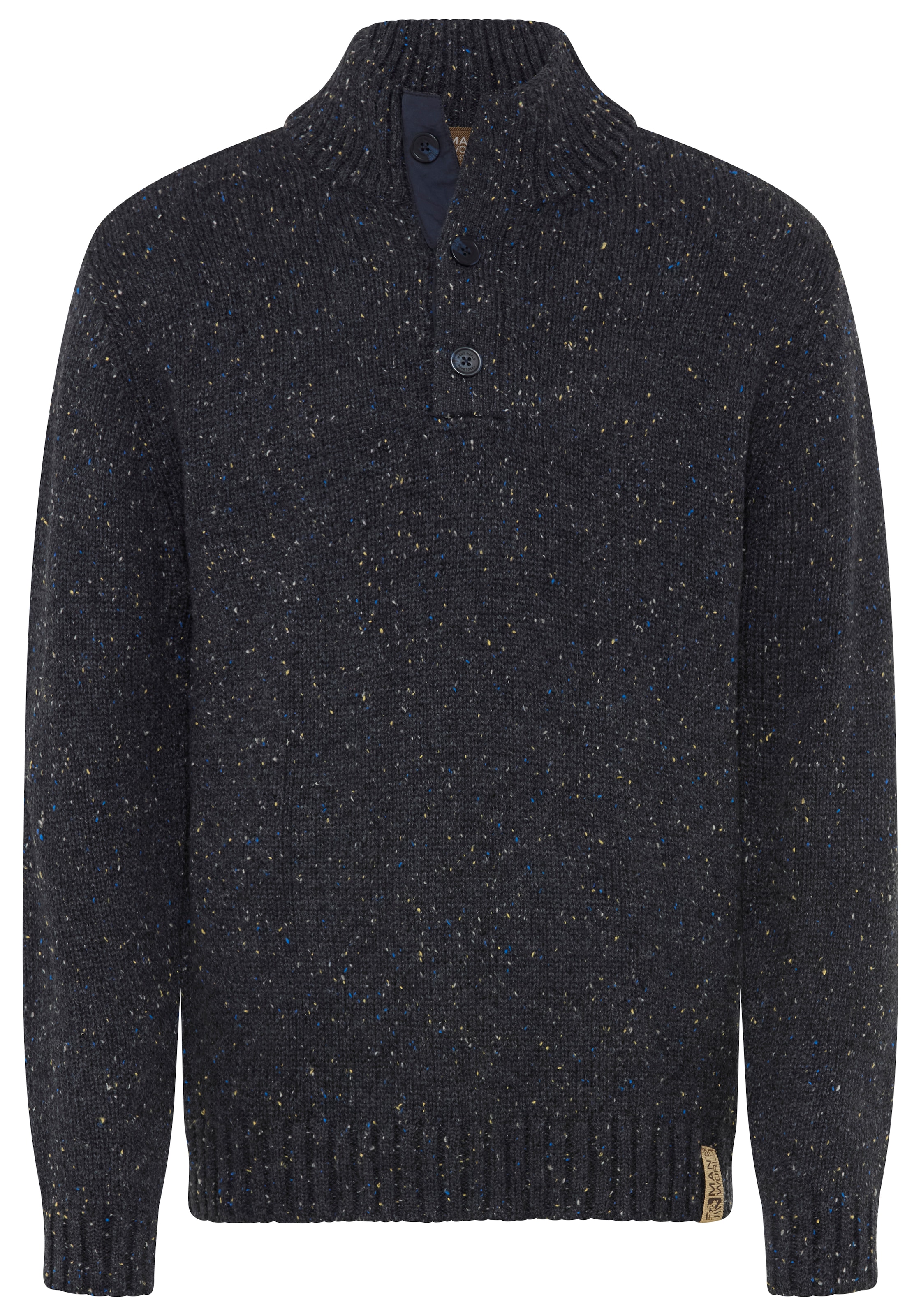 Man's World Troyer »Neue Kollektion! Melange Garn mit farbigen Akzenten« manches longues, en maille avec coton, coupe régulière