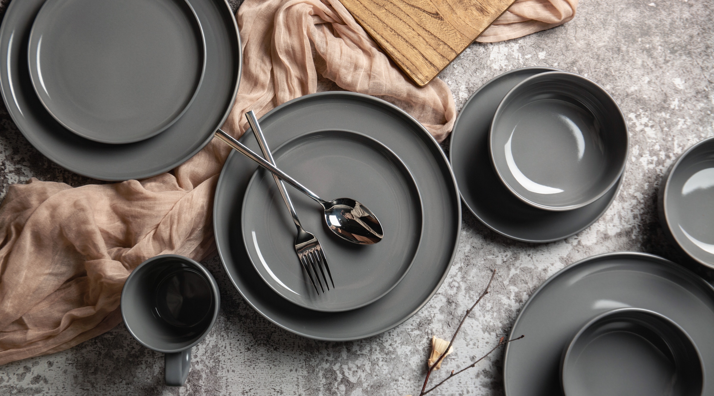 my home Geschirr-Set »Timula, aussen matt, innen glänzend« spülmaschinenfest und mikrowellengeeignet