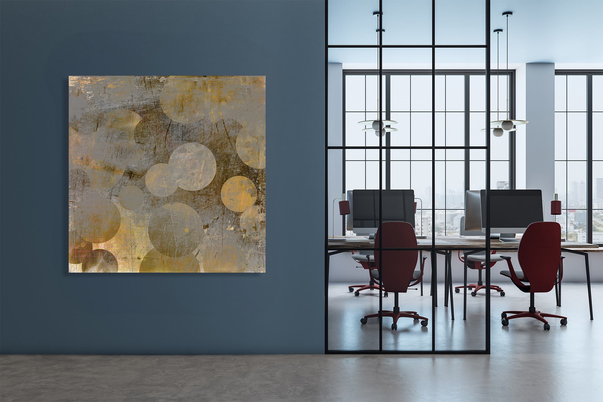 queence Tableau mural XXL »Akustikbild Abstrakt Gold« Abstrait | Abstrait | Art | Formes | Tableau 1 cuis tlg. solution acoustique simple sans travaux, isolation phonique, panneaux