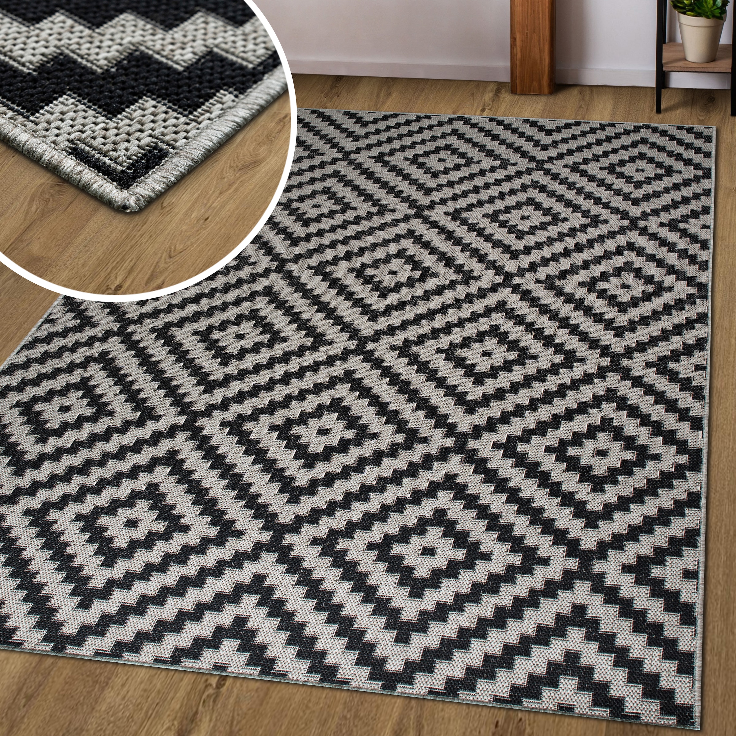 my home Tapis »Cordoba auch als Läufer erhältlich« Rectangulaire 3 mm Höhe In- und Outdoor geeignet, Sisal-Optik, Wetterfest & UV-beständig, Boho