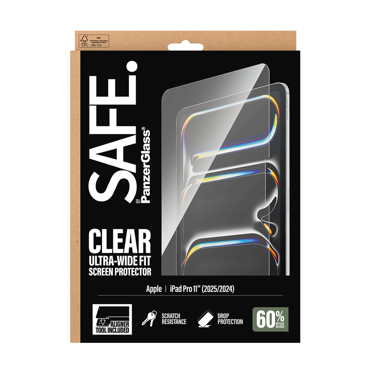 SAFE by PanzerGlass Verre de protection d'écran »Ultra-Wide Fit Screen Protector« für Apple iPad Pro 11 (2024-2025) film de protection d'écran, film protecteur, protection d'écran, résistant aux rayures et aux chocs