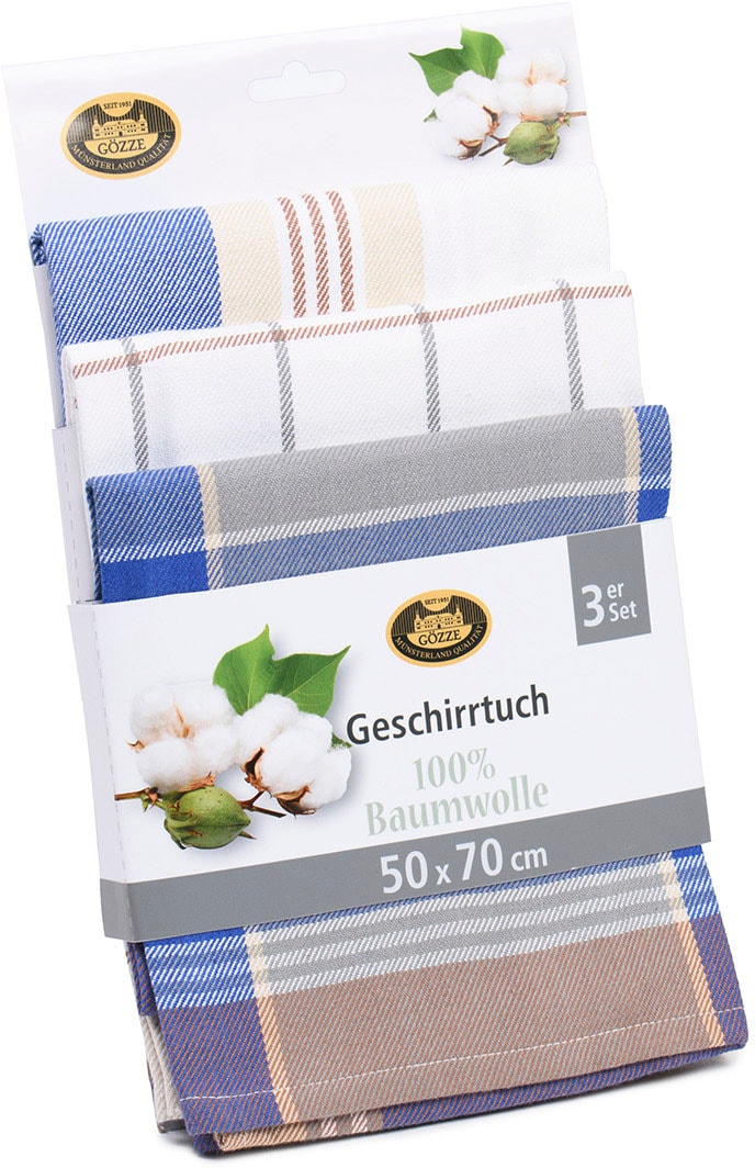 Gözze Geschirrtuch »Geschirrtücher, Des. 60058« Mass: 50 x 70 cm, Set: 2x kariert und 1x gestreift