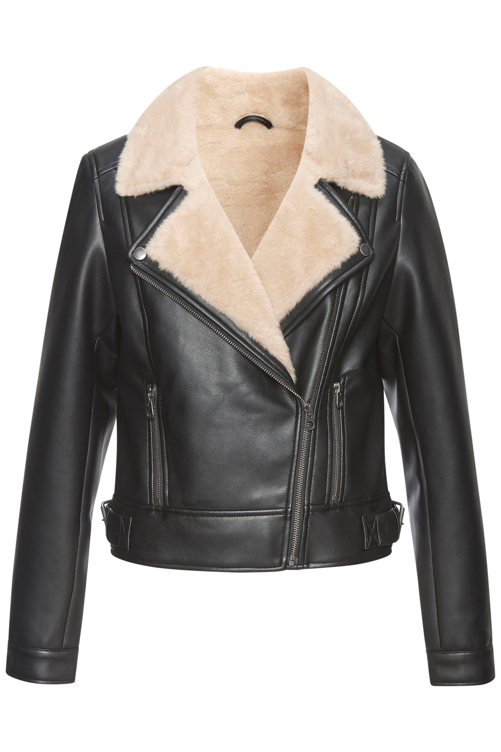Buffalo Veste en imitation cuir avec imitation peau d'agneau, veste en shearling