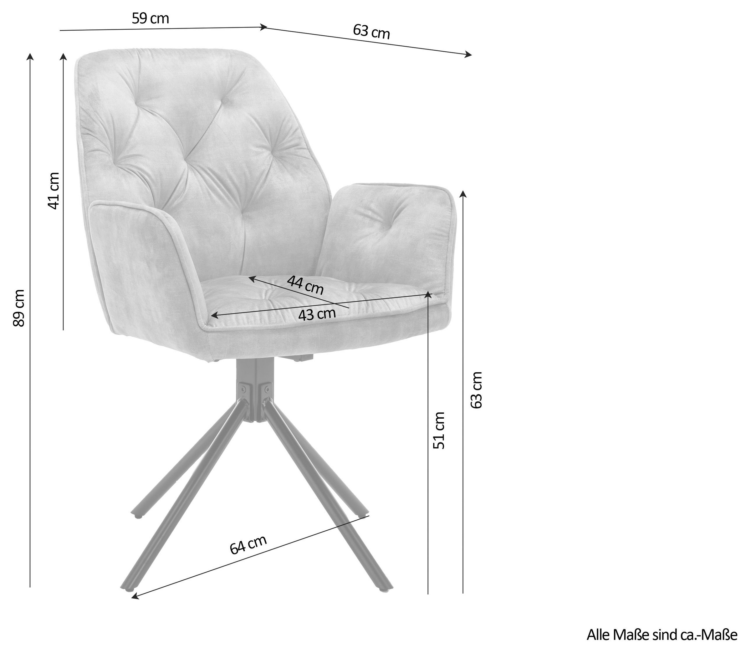 byLIVING Esszimmerstuhl »Sarina« (Set) 2er-Set, hochwertiger Vintage-Samt Bezug mit Steppung, 360Grad drehbar