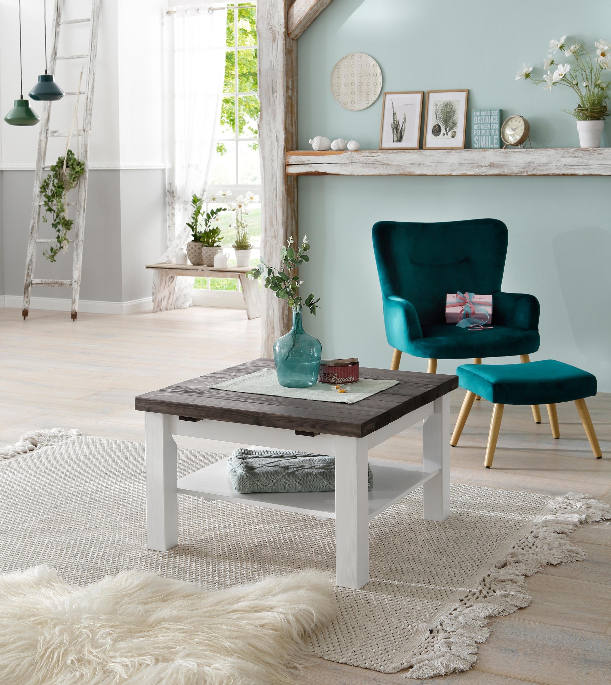 GOODproduct Couchtisch »Antique« aus massiver Kiefer, FSC® zertifiziert, Breite 77 cm