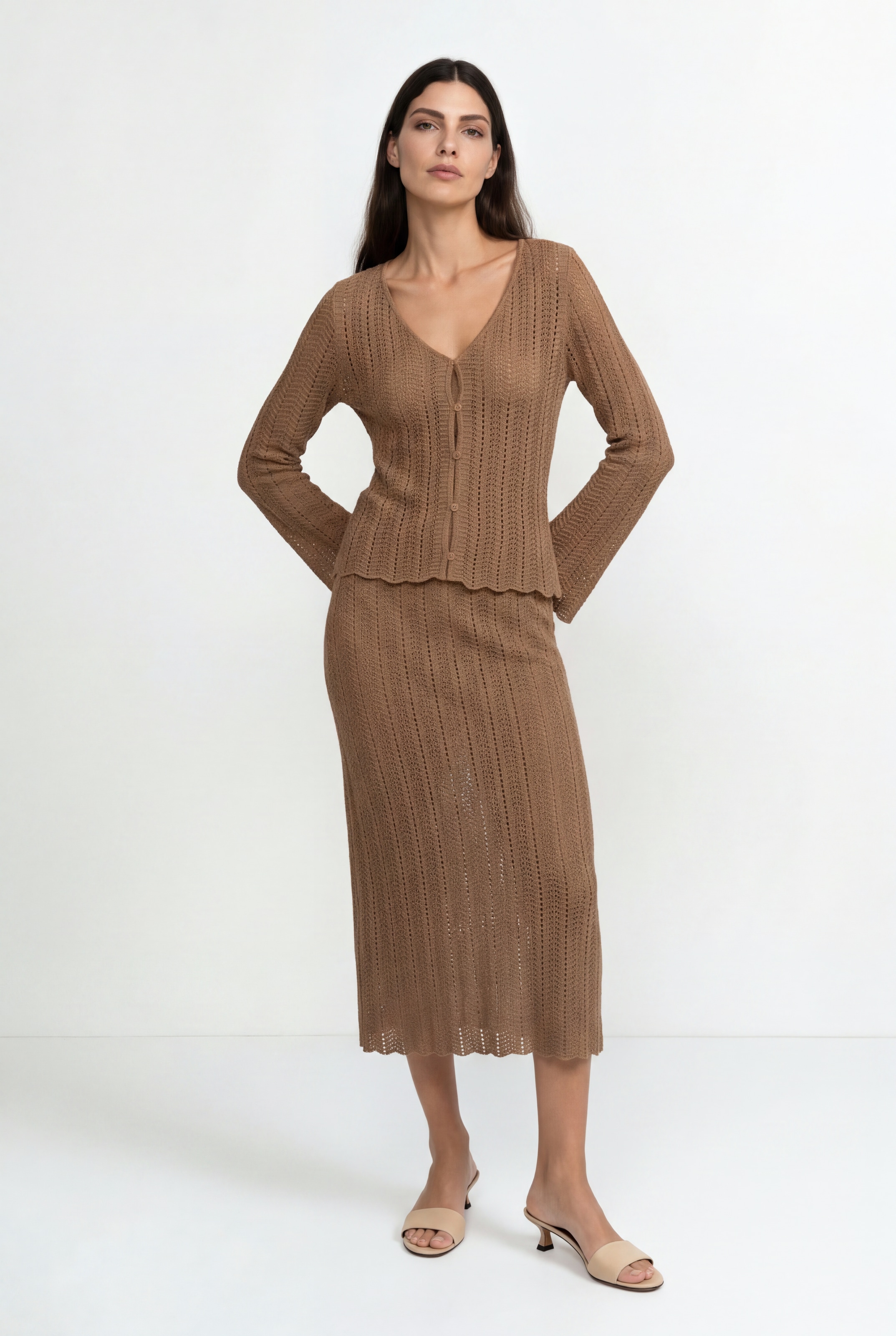 RICHROYAL Jupe en tricot coupe régulière avec ceinture élastique