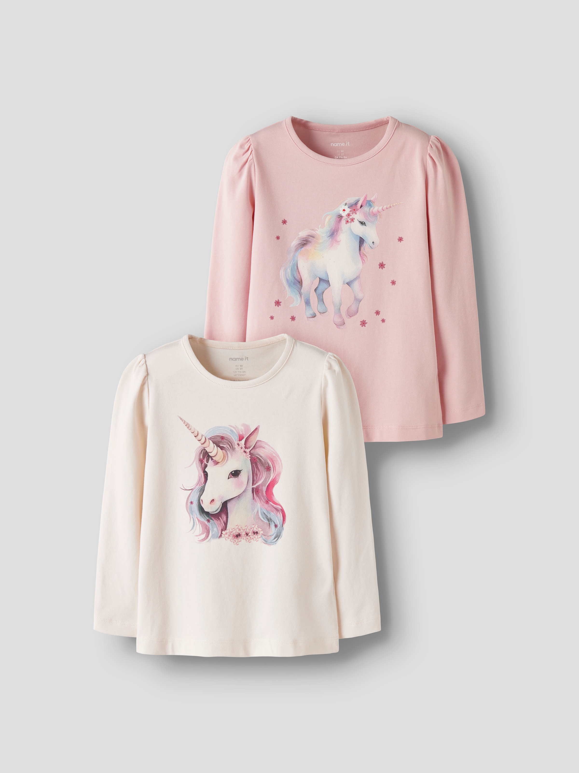 Name It T-shirt à manches longues »NMFKIMIA LS TOP BOX 2P« Paquet, 2 mélange coton, coupe régulière