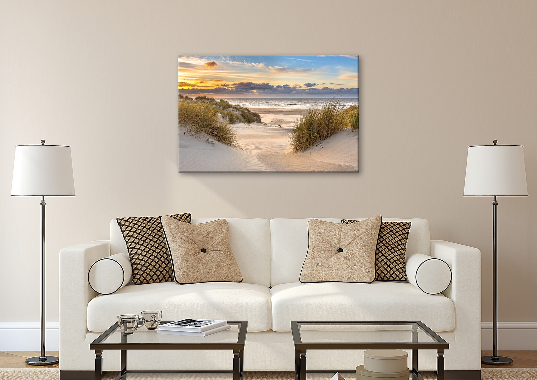 Bönninghoff Tableau sur toile »Wandbild STRAND 78x118 cm – Leinwandbild Keilrahmen Deko modern« Plage 1 cuis tlg. tendu sur châssis