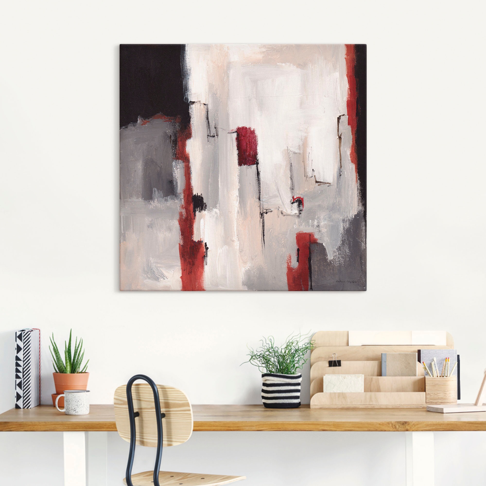 Artland Tableau sur toile »Rot an Grau II« Sans objet 1 cuis tlg. tendu sur cadre en bois