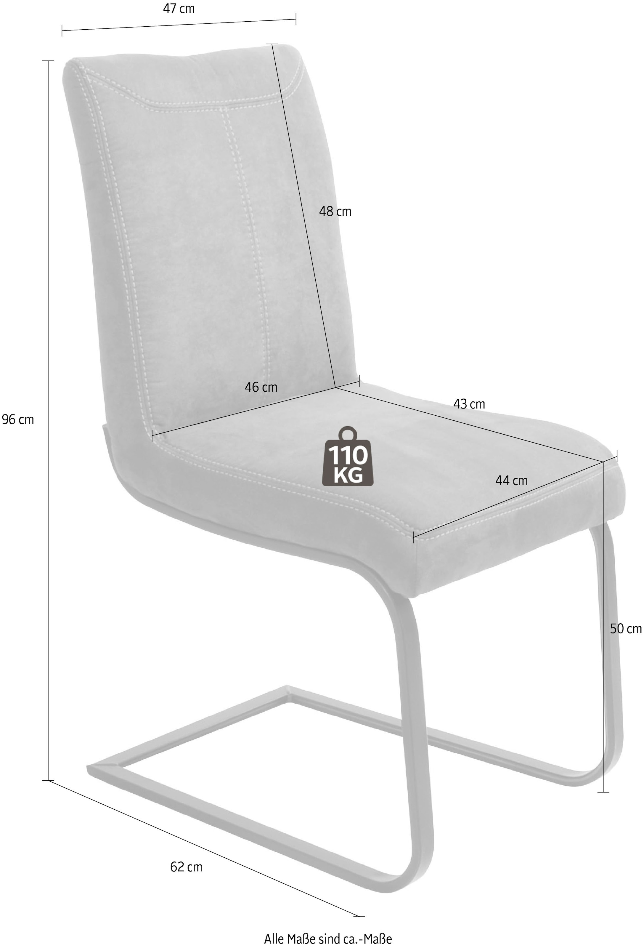 K+W Komfort & Wohnen Chaise cantilever »Floyd« () couture contrastée, piètement à suspension en tube carré en fer brut noir