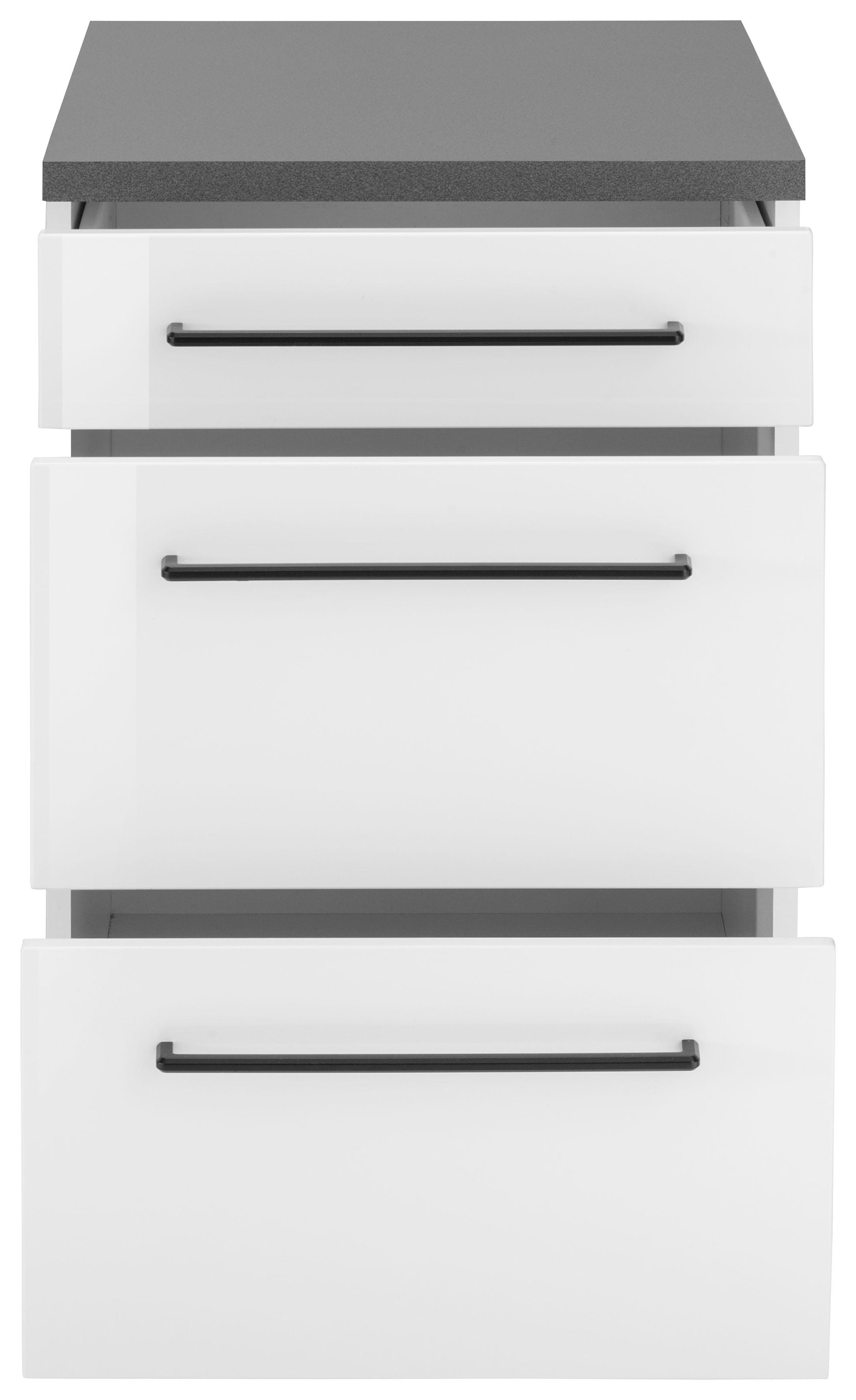 KOCHSTATION Unterschrank »KS-Tulsa« 50 cm breit, 1 Schubkasten, 2 grosse Auszüge, Metallgriff, MDF Front