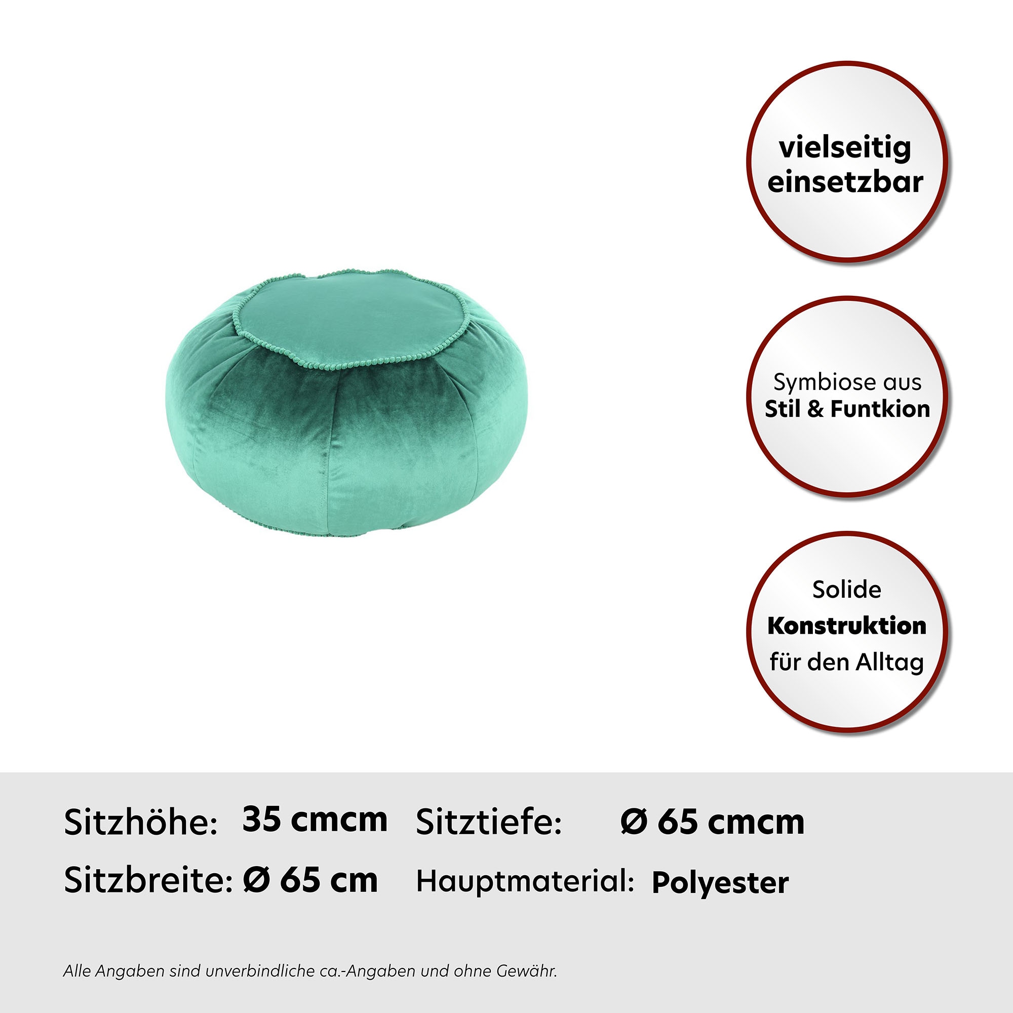 Kayoom Sitzhocker »Pouf Taj Mahal 325, trendige samtige Oberfläche« 1 Stk. tlg. samtweich, farbig, modern, orientalisches Design