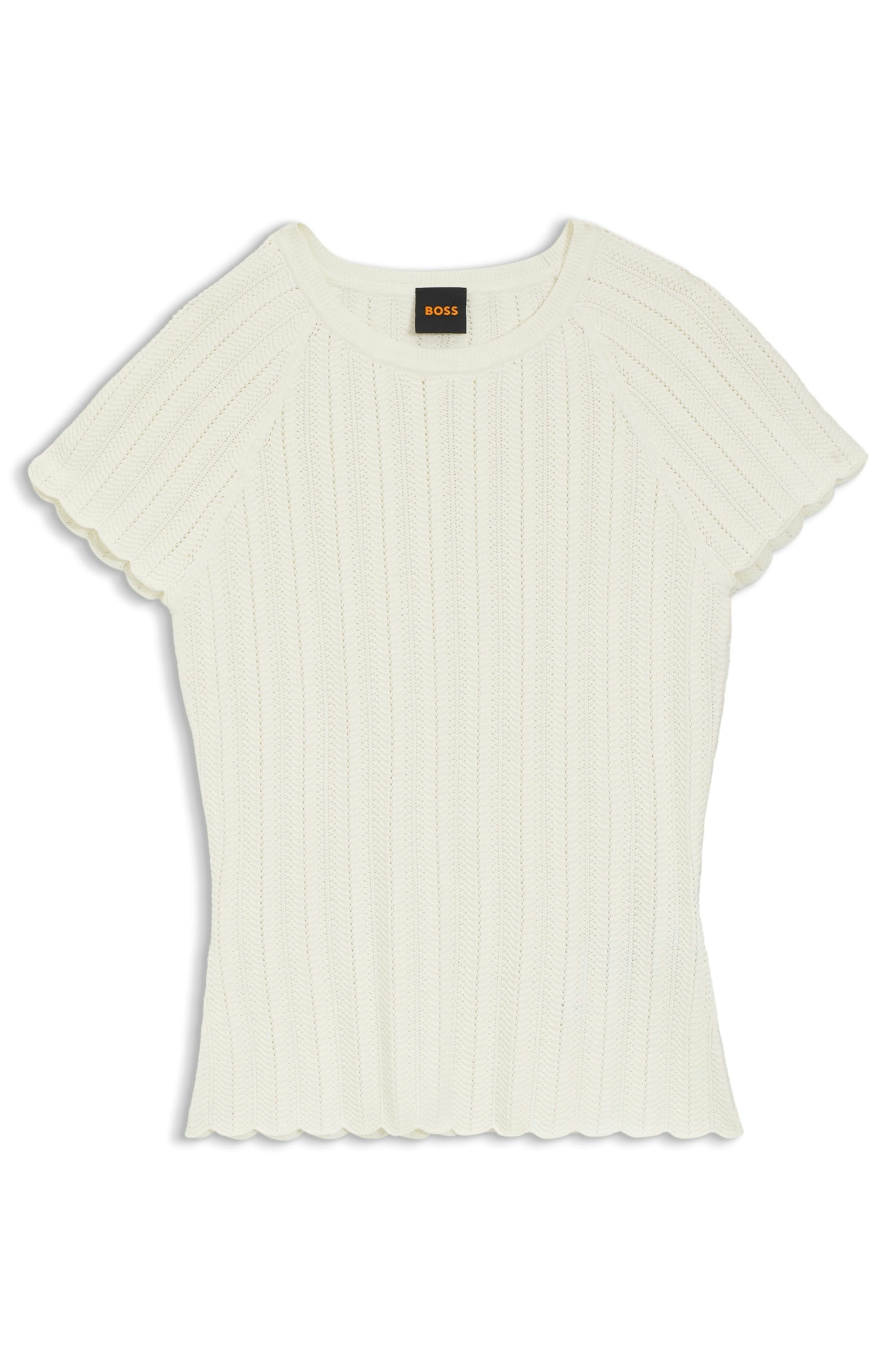 BOSS ORANGE Pull à manches courtes »Fice Premium Damenmode« avec structure ondulée, coupe slim