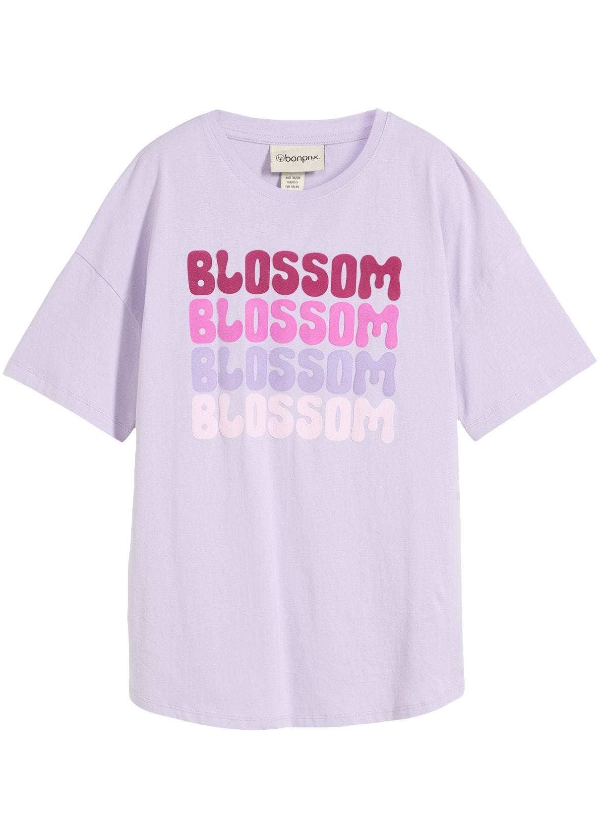 bonprix Oversize-Shirt weiter Schnitt, Halbarm-Design, aus Baumwolle, mit Brustdruck