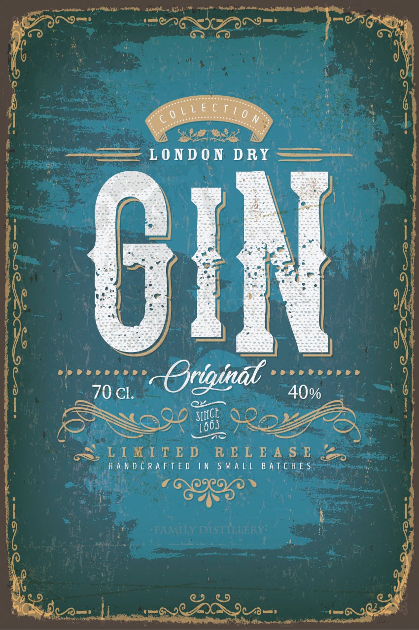 queence Metallbild »Gin« Getränke | Schriftzug | Sprüche | Sprüche & Texte 1 Stk. tlg. Stahlschild, Blechschild, Sprüche, Texte, Gin, Getränke