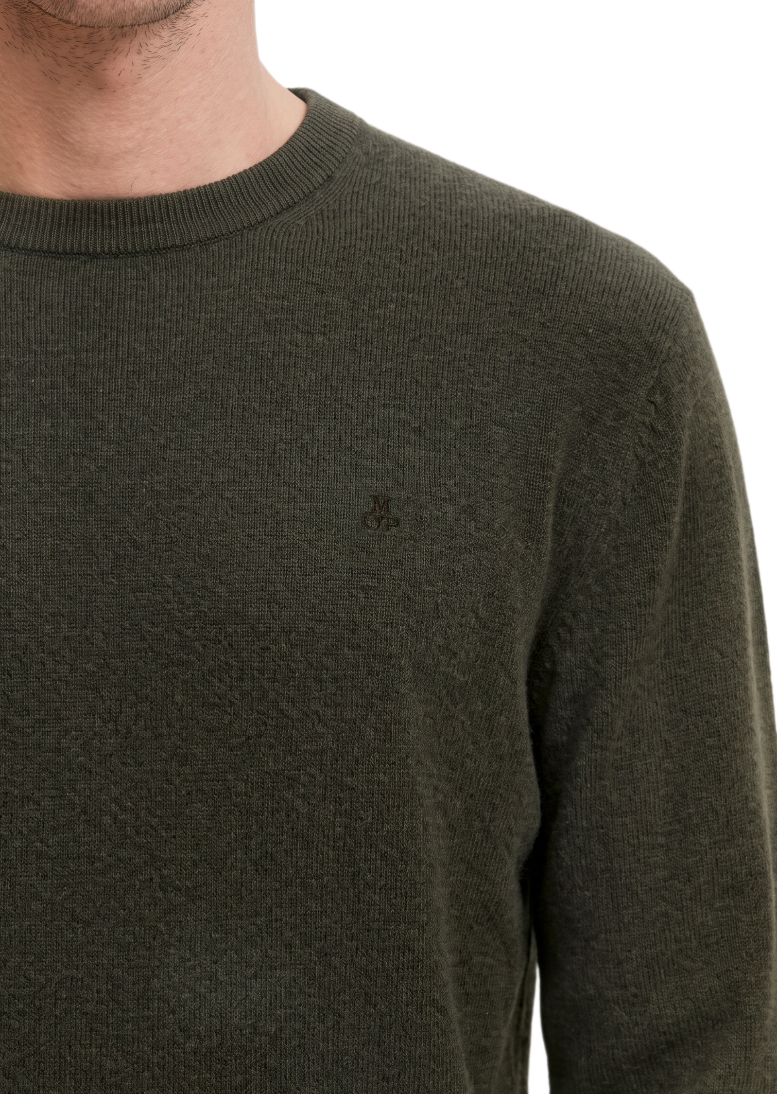 Marc O'Polo Pull à col rond regular en mélange doux de coton bio et laine vierge