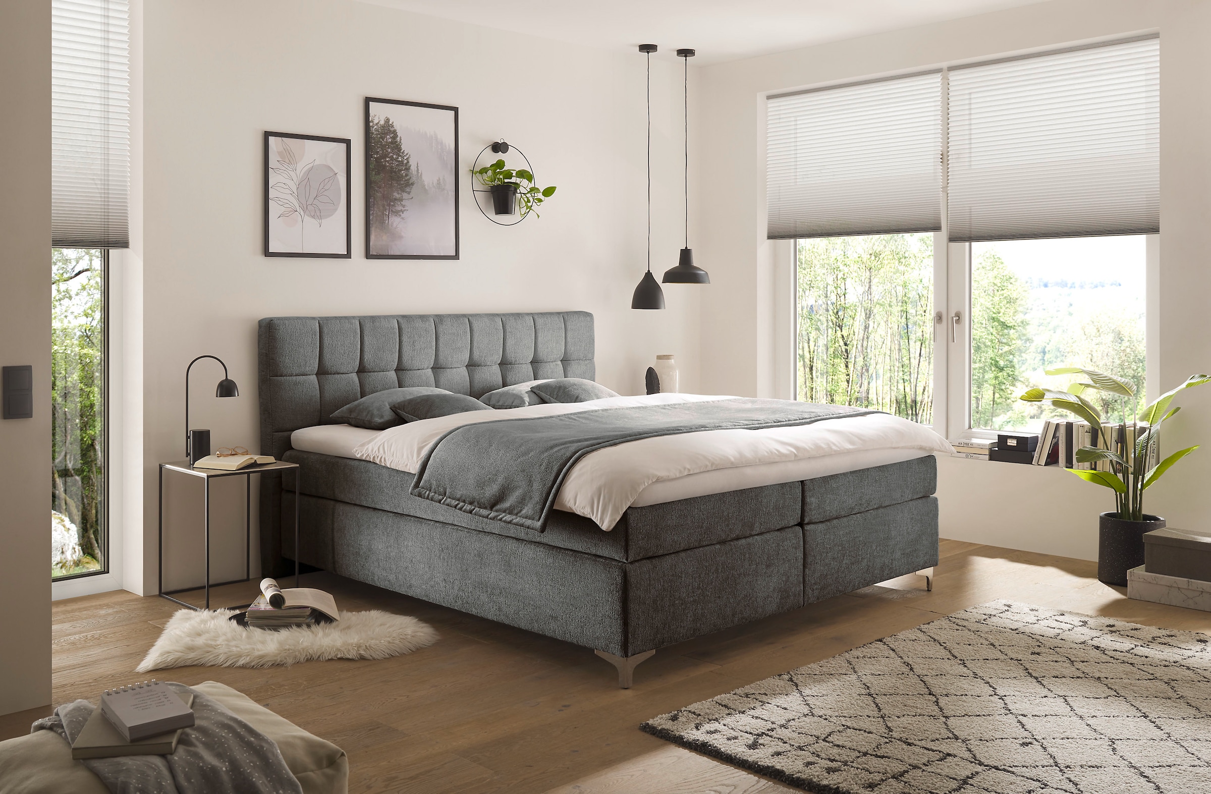 hapo Boxspringbett »Neyla erhältlich in den Breiten 100, 160, 180 & 200cm« in verschiedenen Matratzenqualitäten, Härtegraden und Farben verfügbar
