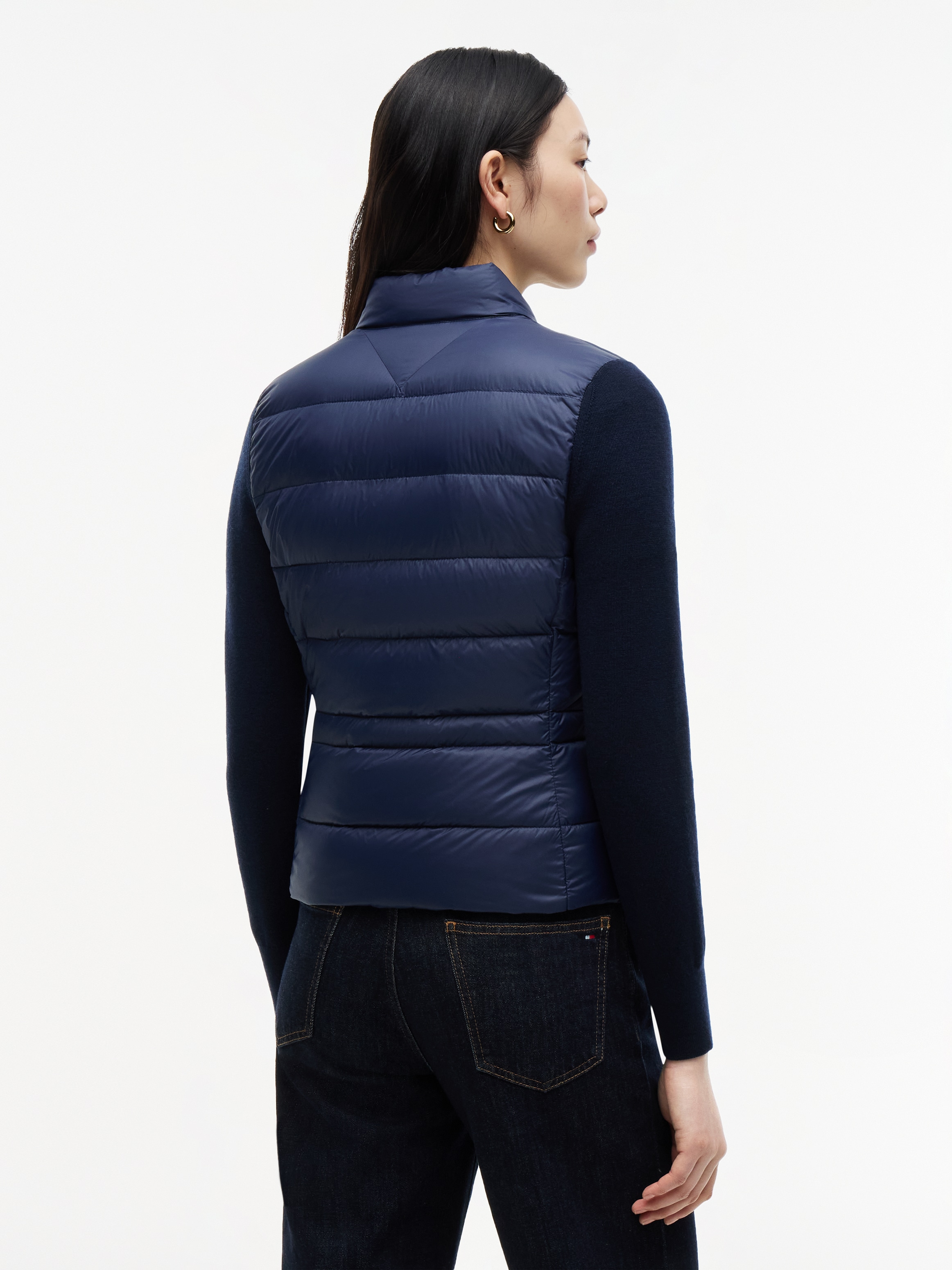Tommy Hilfiger Daunenjacke »LW DOWN KNIT MIX JACKET« ohne Kapuze Stehkragen, Materialmix mit Steppqualität
