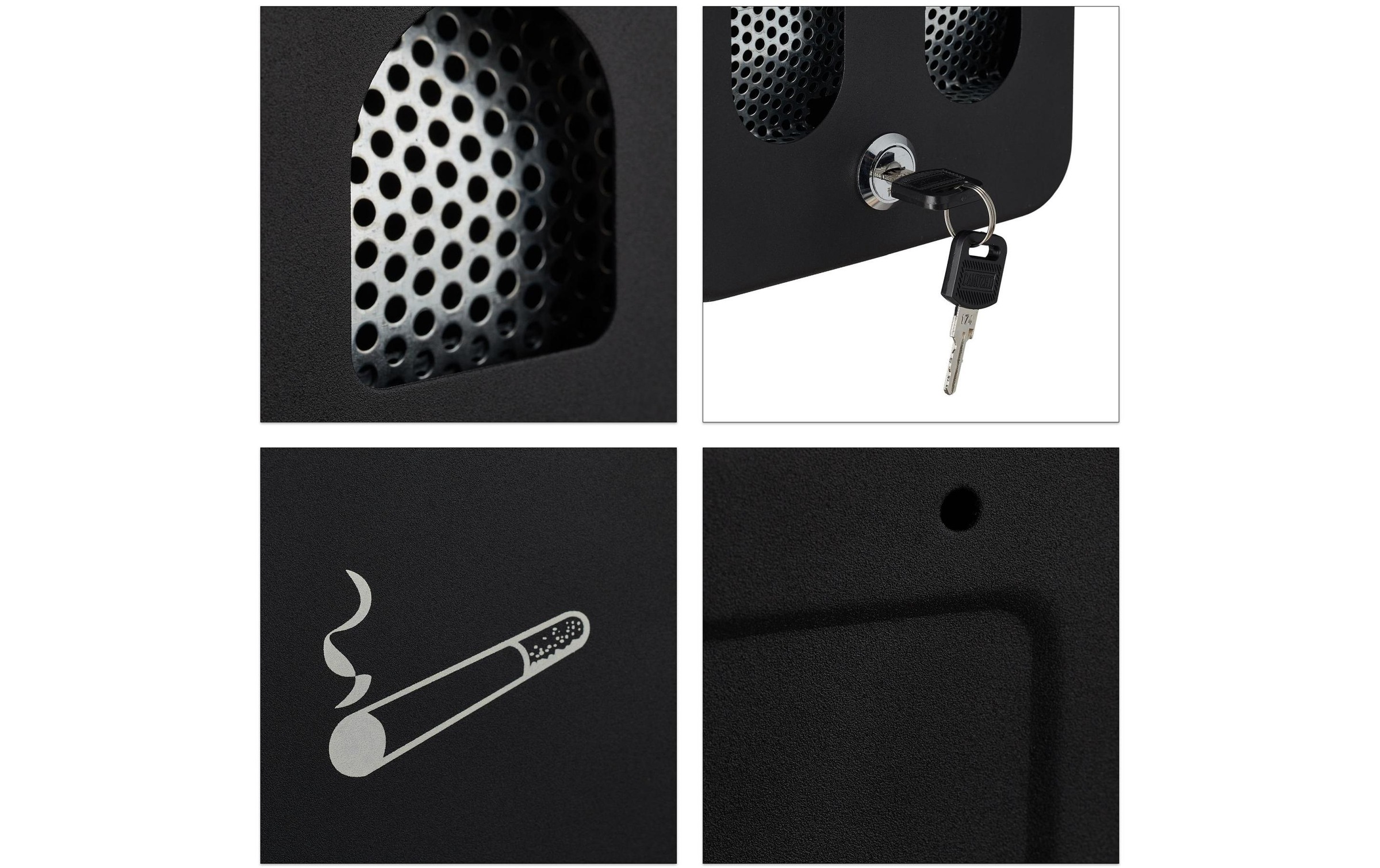 relaxdays Cendrier »für aussen Schwarz/Silber« 1 Behälter