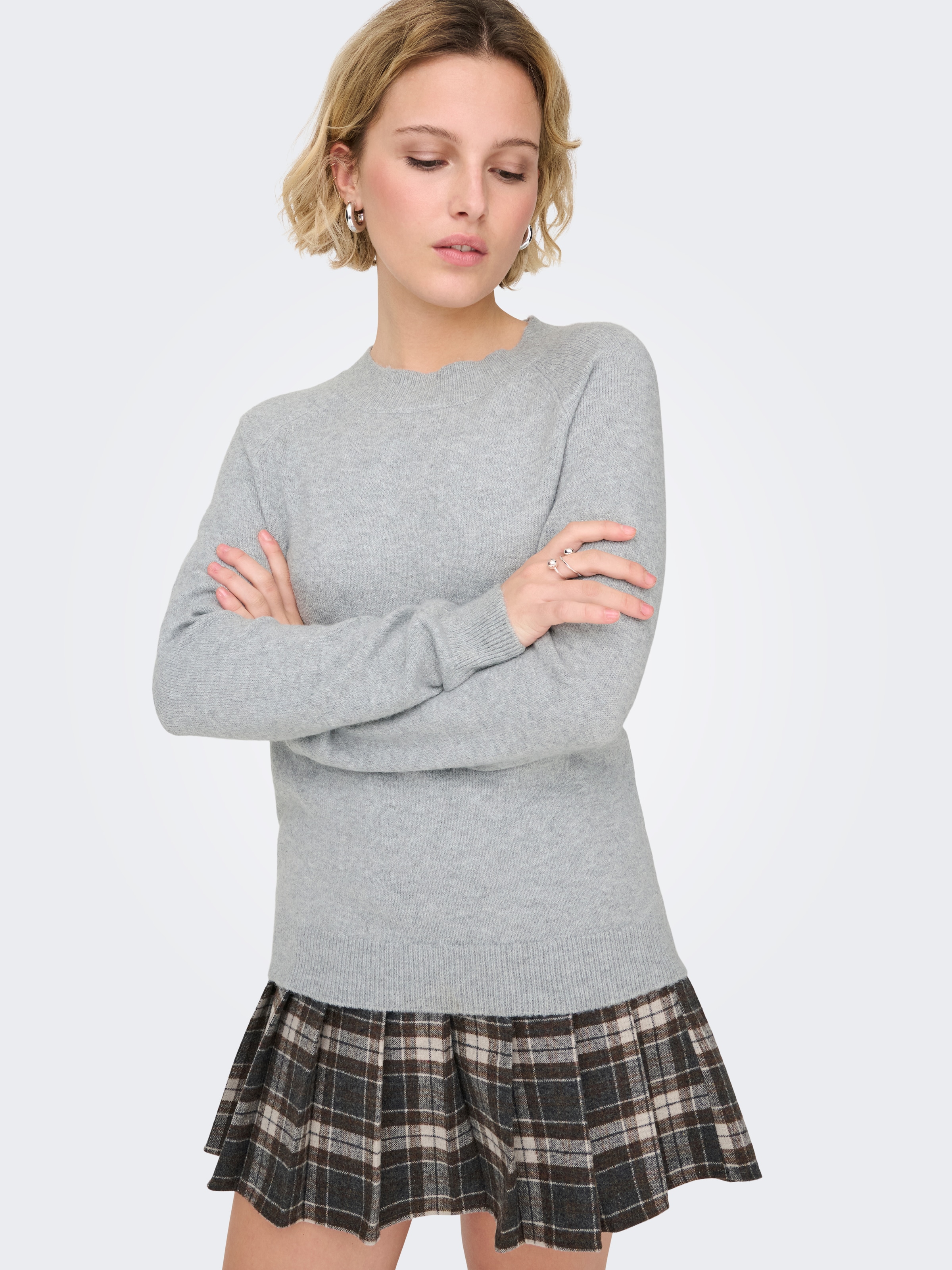 ONLY Rundhalspullover »ONLRICA LIFE L/S PULLOVER  KNT NOOS« Materialmix, regular fit