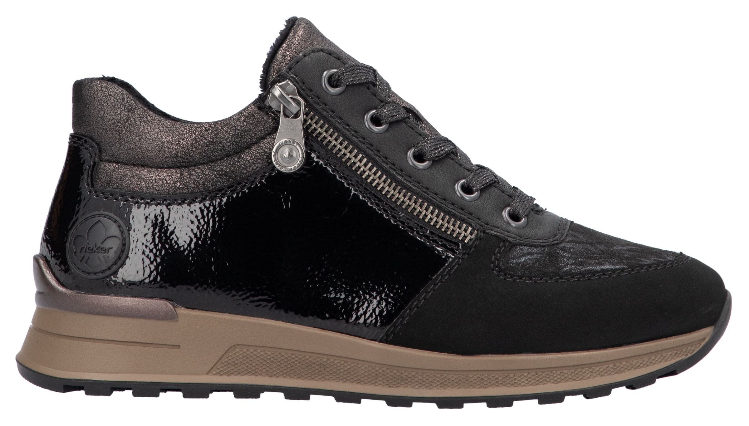 Rieker Sneaker  , Freizeitschuh, Halbschuh, Schnürschuh mit seitlichem Reissverschluss