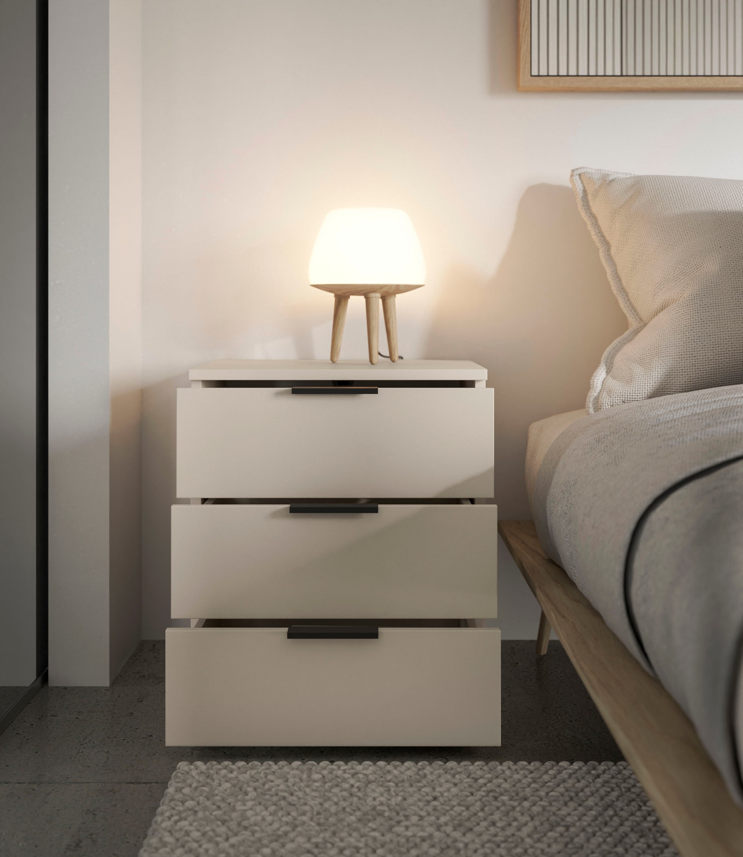 HBZ Kommode »Linz Nachtkonsole, BxHxT 45x50x40cm« 1 Stk. tlg. Breite 45cm,Lip-Griff, Melaminbeschichtung