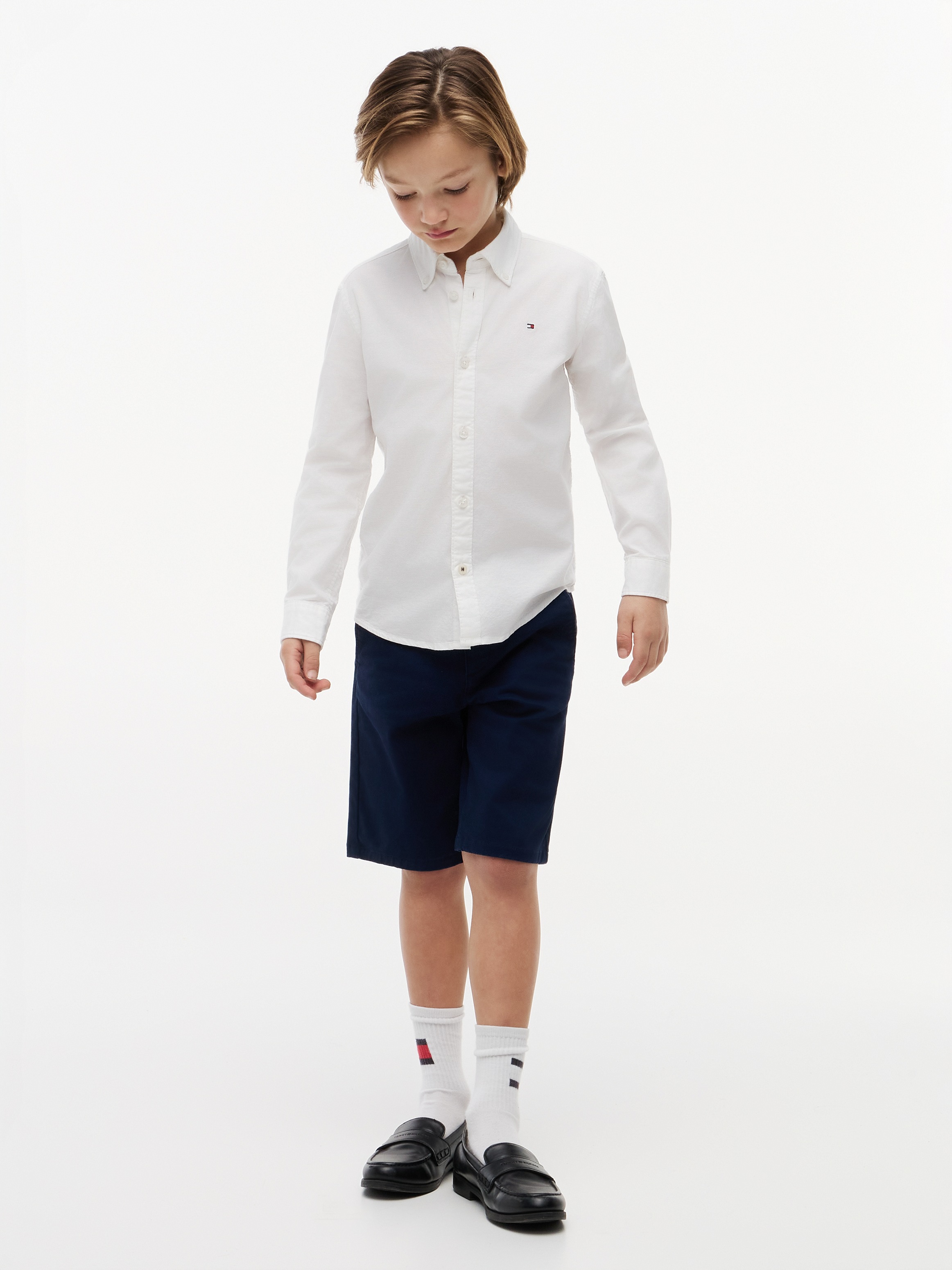 Tommy Hilfiger Langarmhemd »BOYS STRETCH OXFORD SHIRT L/S« Kinder bis 16 Jahre, Button-down-Kragen, Langarm, Logo-Flag