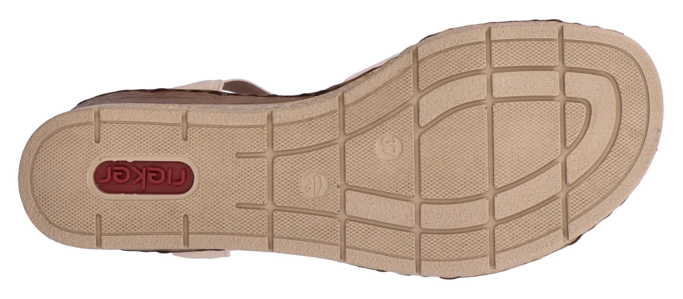 Rieker Sandales compensées  Sommerschuh, Plateausandale, Schlupfschuh mit seitlichen Gummizügen