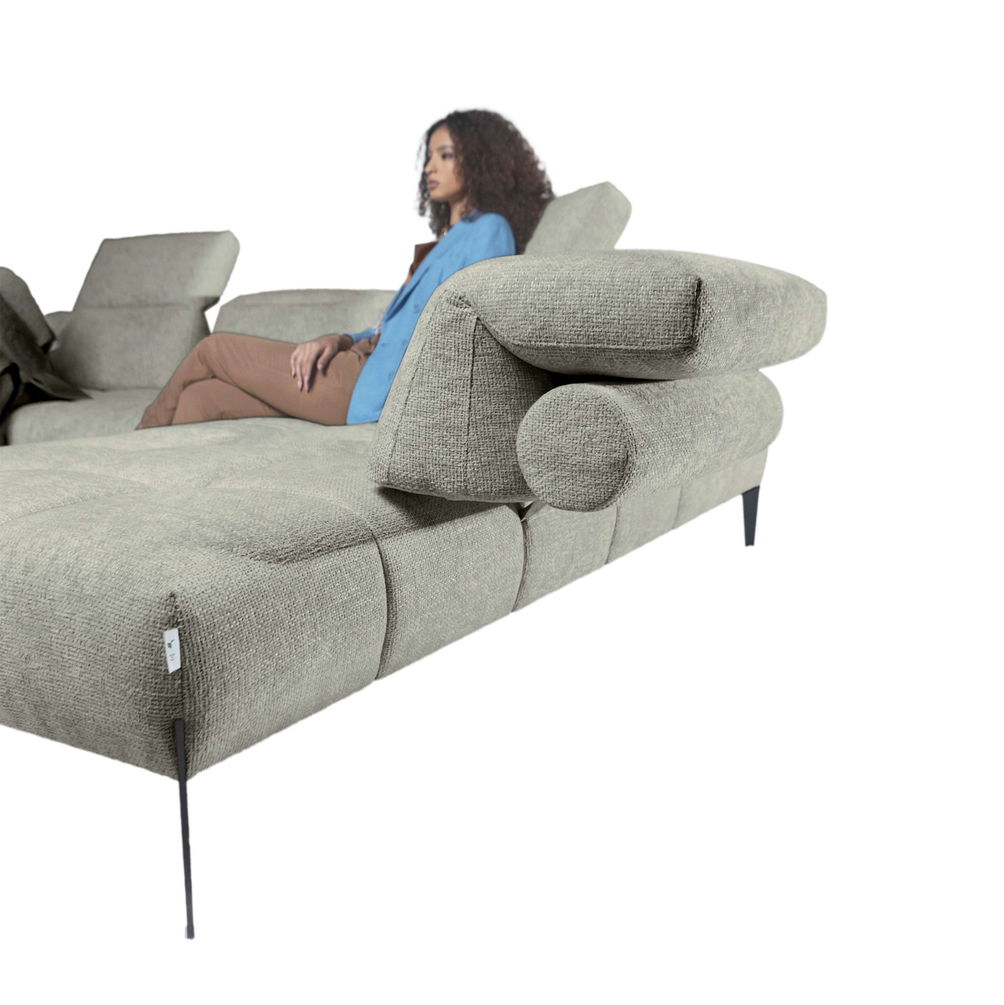 CALIA ITALIA Ecksofa »Skyline, Made in Italy, Design-Sofa, L-Form, mit Sitztiefenverstellung« verstellbare Armlehne und Kopfstütze für maximalen Komfort
