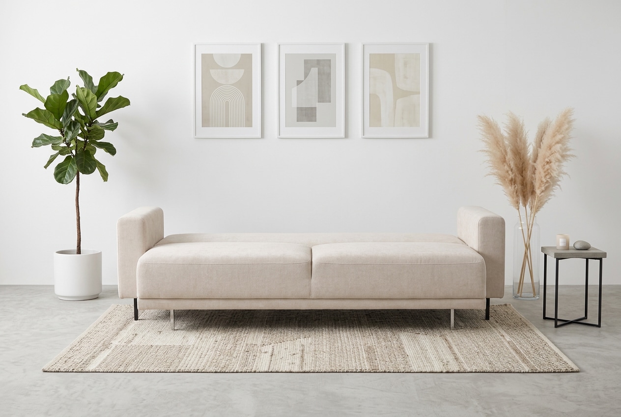 GOODproduct Schlafsofa »Sveeva, 3 Sitzer, Liegefläche 135x190 cm, schwarze Metallfüsse« langlebiger Strukturstoff, mit Wellenunterfederung, viele Farben