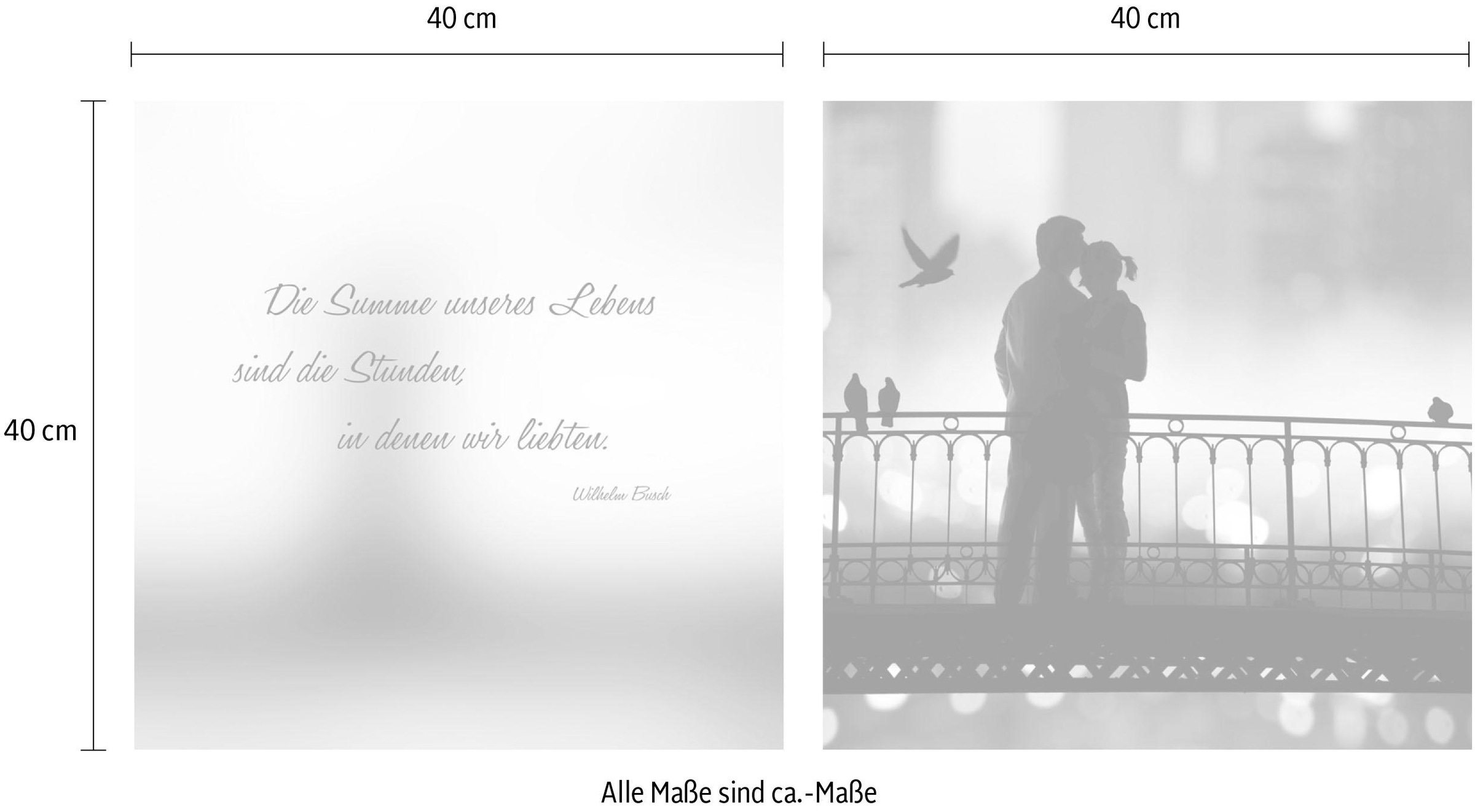 queence Leinwandbild »Summe« Kunst | Liebessprüche | Modern | Schriftzug | Schriftzüge | Spa | Spa Bilder | Sprüche | Sprüche & Texte | Vogelbilder | Vögel Set,  Premium-Leinwandstoff, Handarbeit aus Deutschland, Zitat, 2er Set