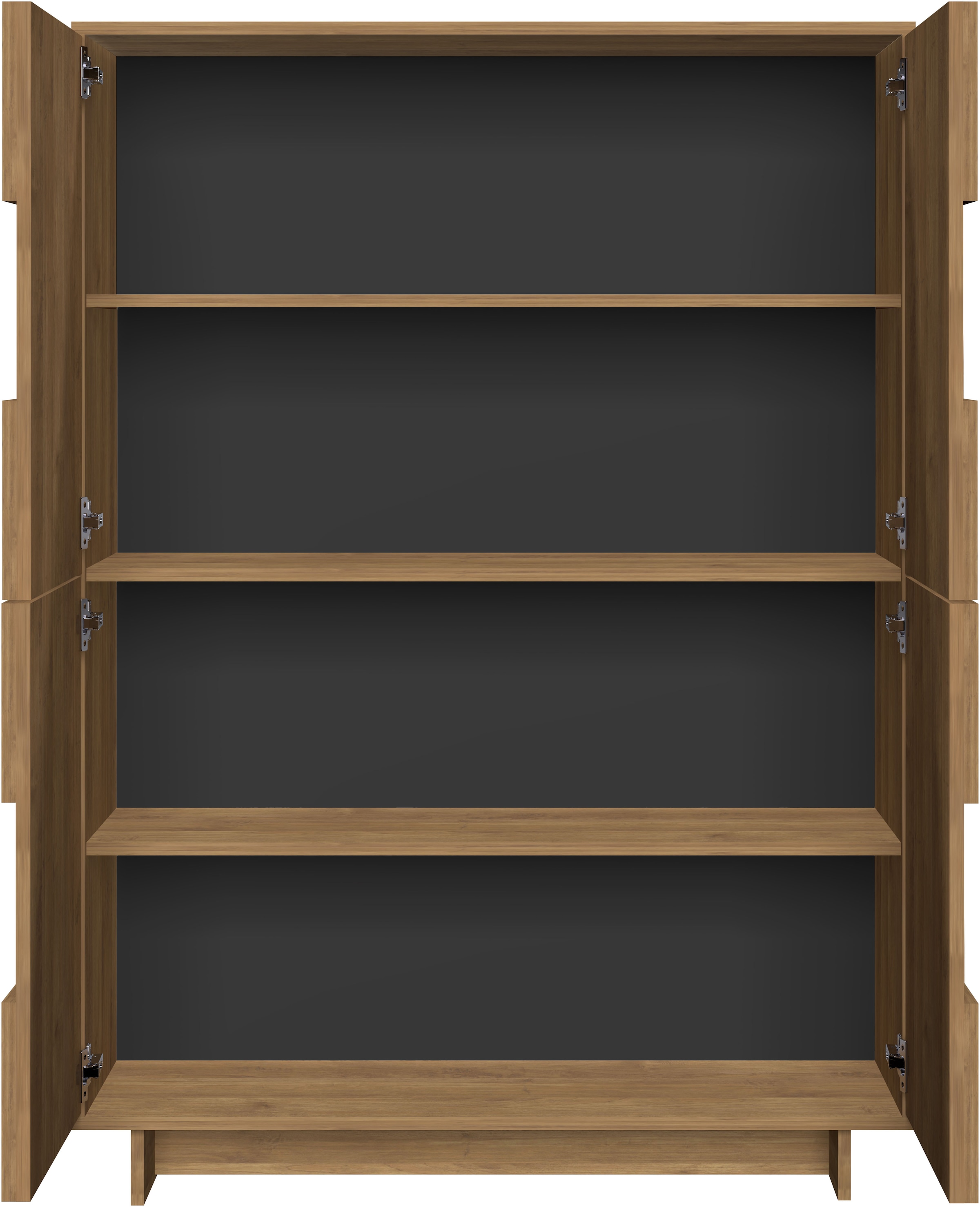 Home affaire Buffet haut »Zen, B/H 105/147 cm, 4 Türen, Hochkommode, Stauraumschrank« ouverture par pression, façades 3D, structure bois Mercure, beaucoup de rangement,