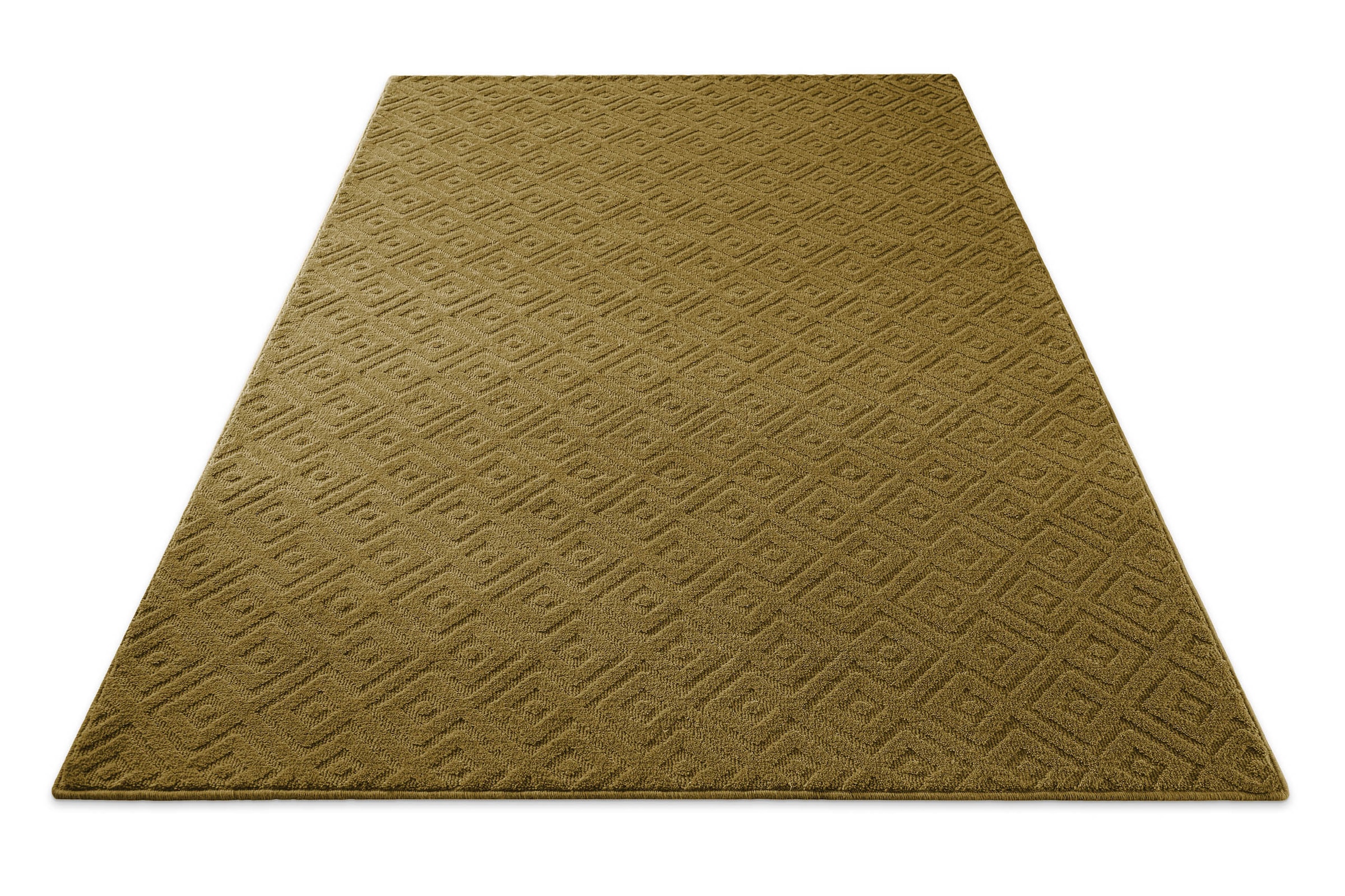 Wecon home Teppich »Castello TWO« rechteckig 7 mm Höhe Schurwolle, Kurzflor mit Hoch-Tief-Effekt, Wohnzimmer, Rautenmuster
