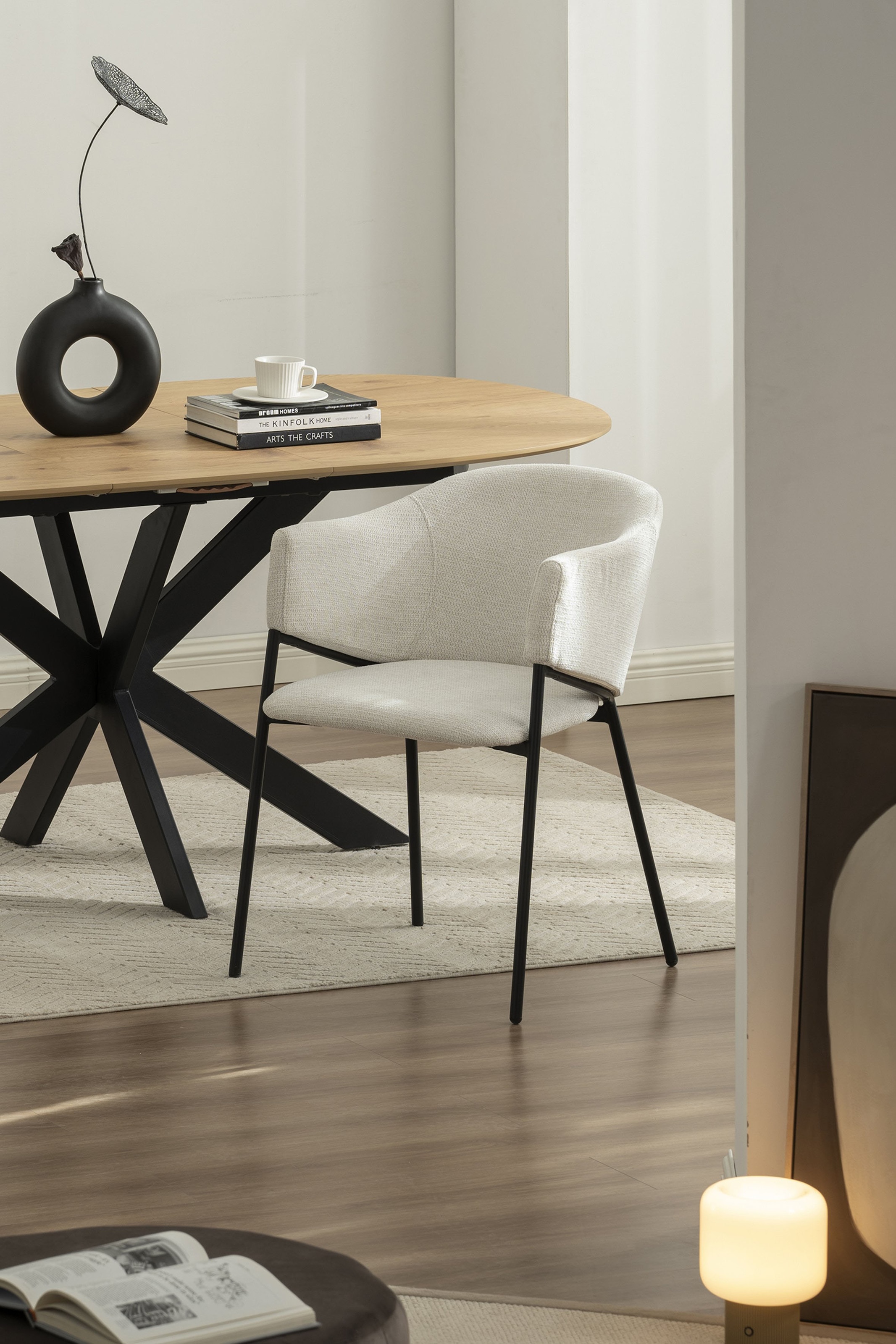 byLIVING Chaise de salle à manger »YORK« (Ensemble) 2 cuisStrukturstoff in beige, bis 110 kg, Schaumstoff, 4-Fussgestell