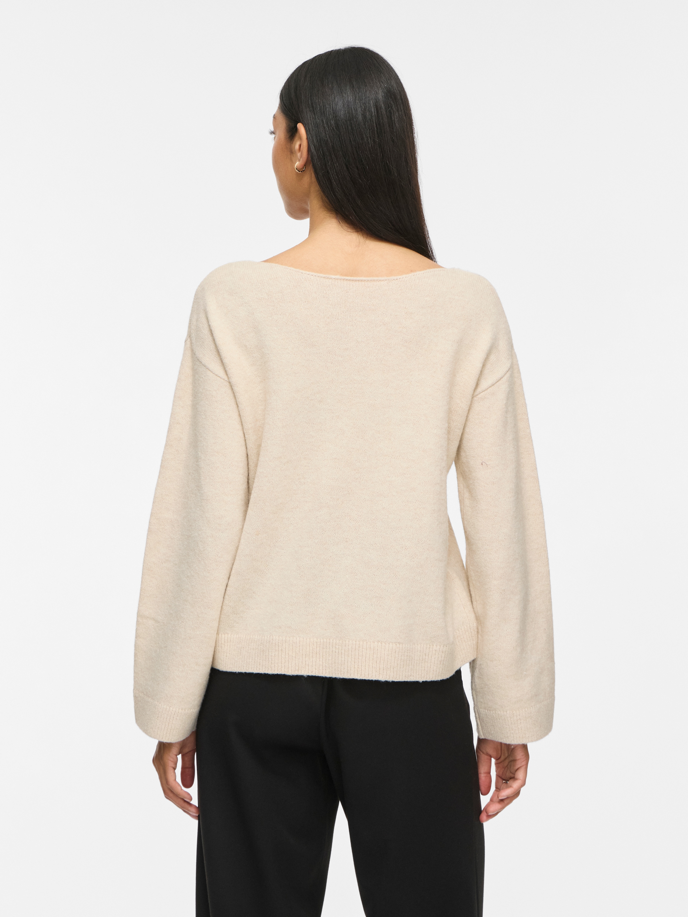 Vila Pull col V »VILIGA L/S V-NECK REV LACE KNIT TOP-NOOS« Mélange de matériaux, détail en dentelle, coupe régulière