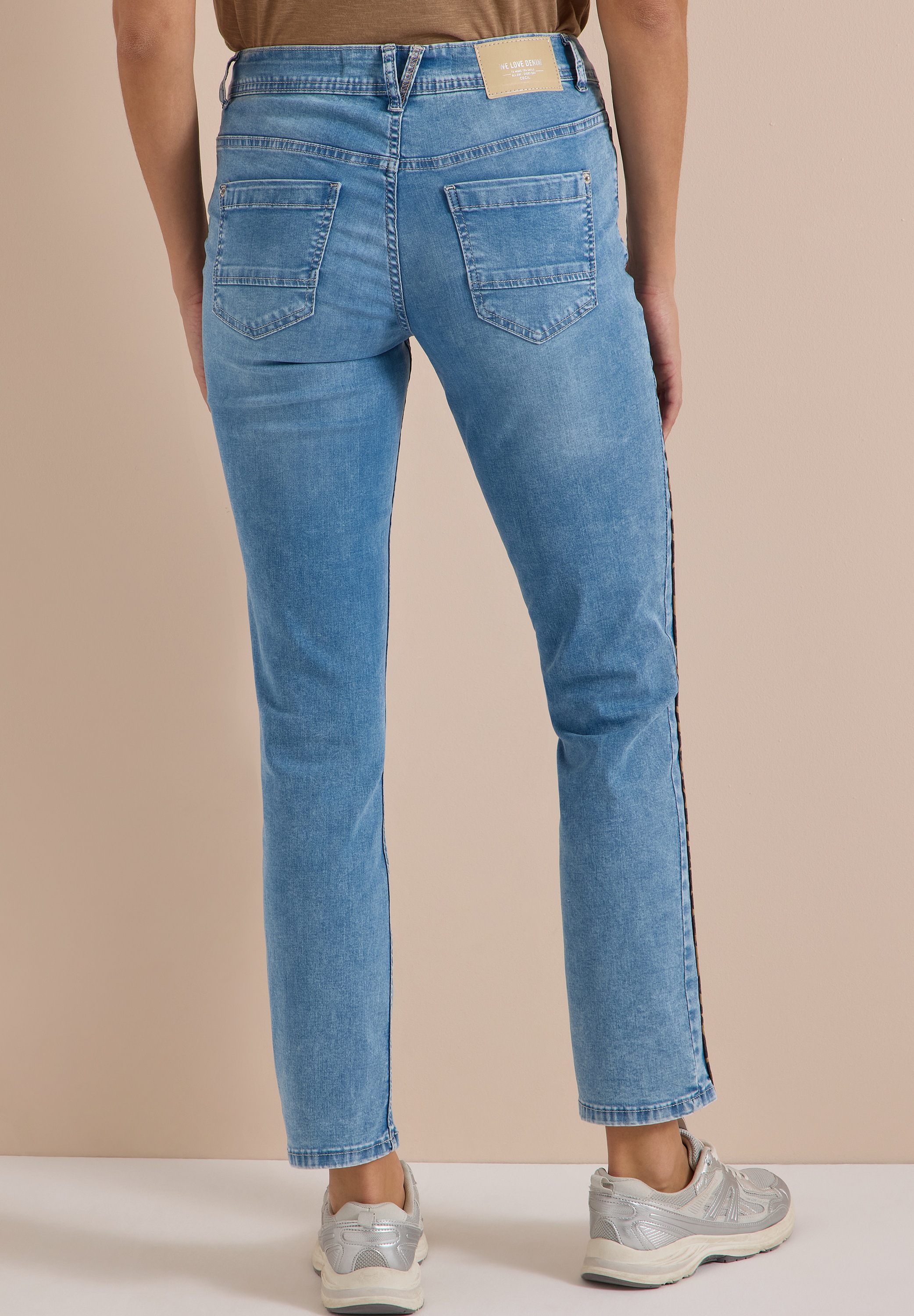 Cecil Jeans droit »Style Scarlett Straight« avec passepoils léopard / rayures