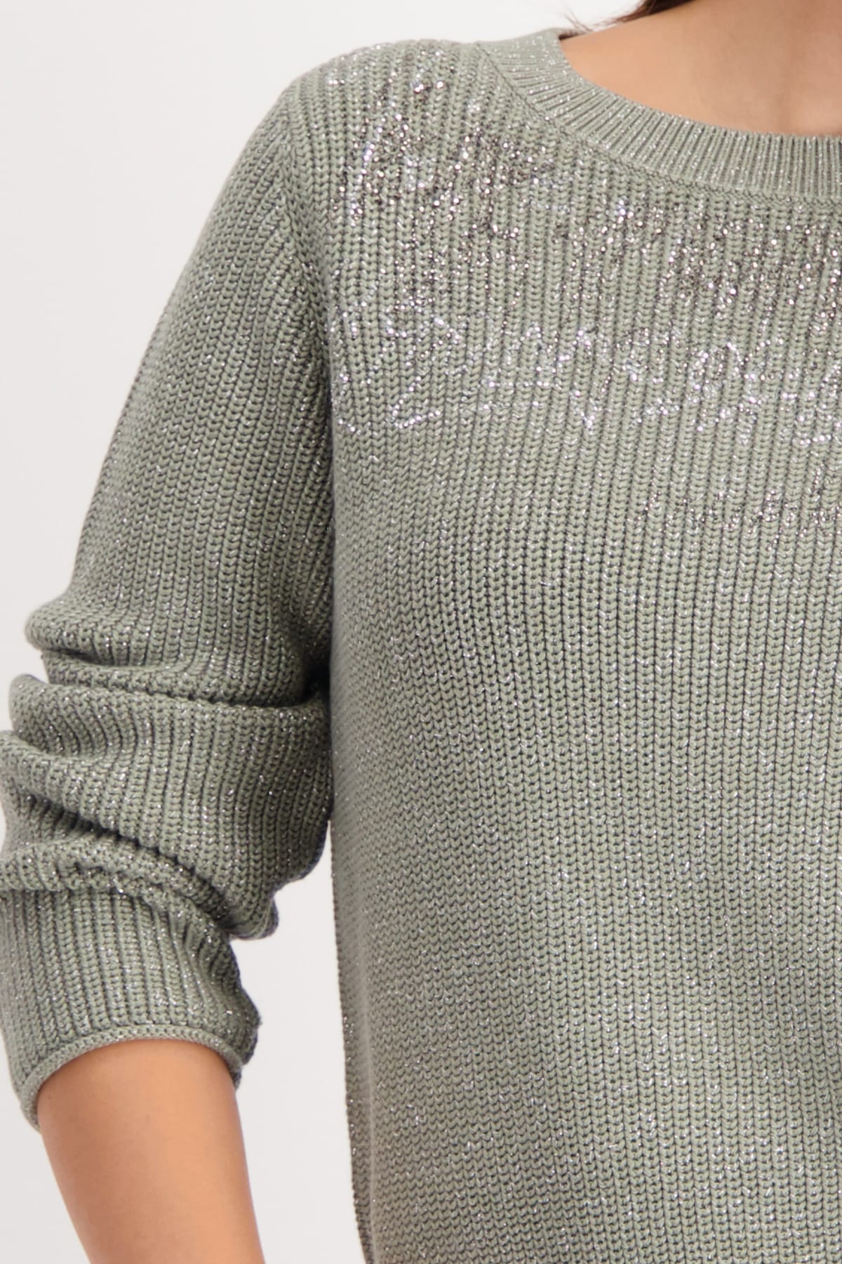 Monari Pull en tricot »Pullover Schmuck + Lurex« Regular fit mit Rundhalsausschnitt