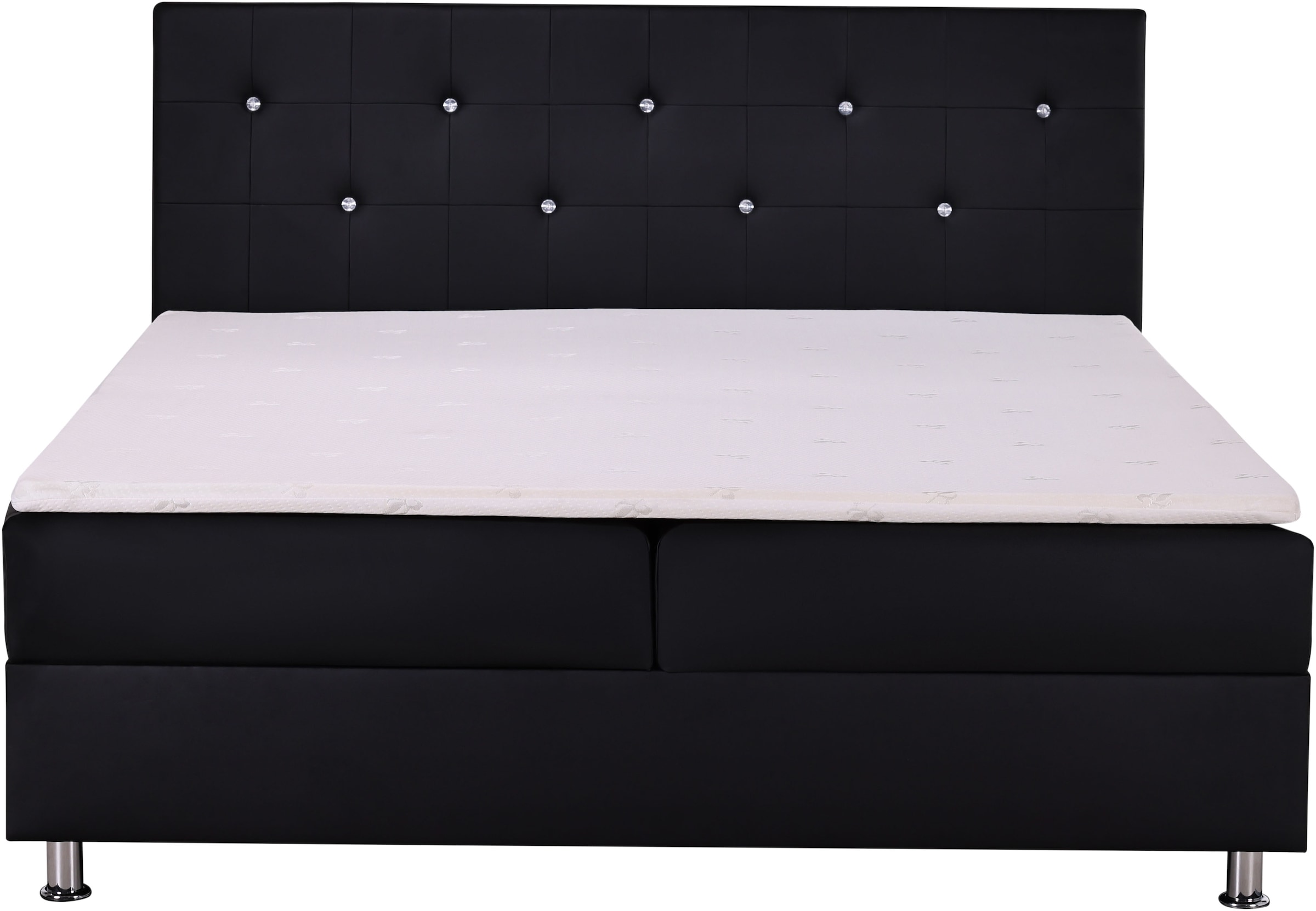 Home affaire Lit de boxe »Big Noux aus schwarzem Kunstleder mit Kristallsteinen im Kopfteil« inkl. Bettkasten, erhältlich in der Grösse 180x200cm